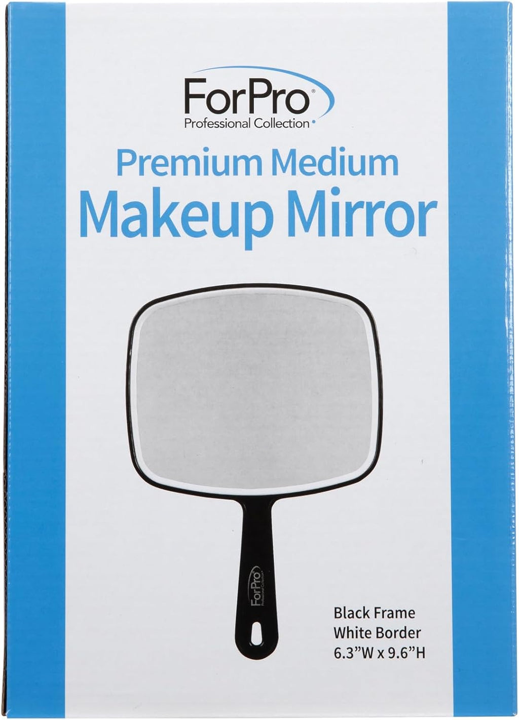 Premium Hand Mirror with Handle, 6.3" W X 9.6" L, Multi-Purpose Handheld Mirror with Distortion-Free Reflection, Black