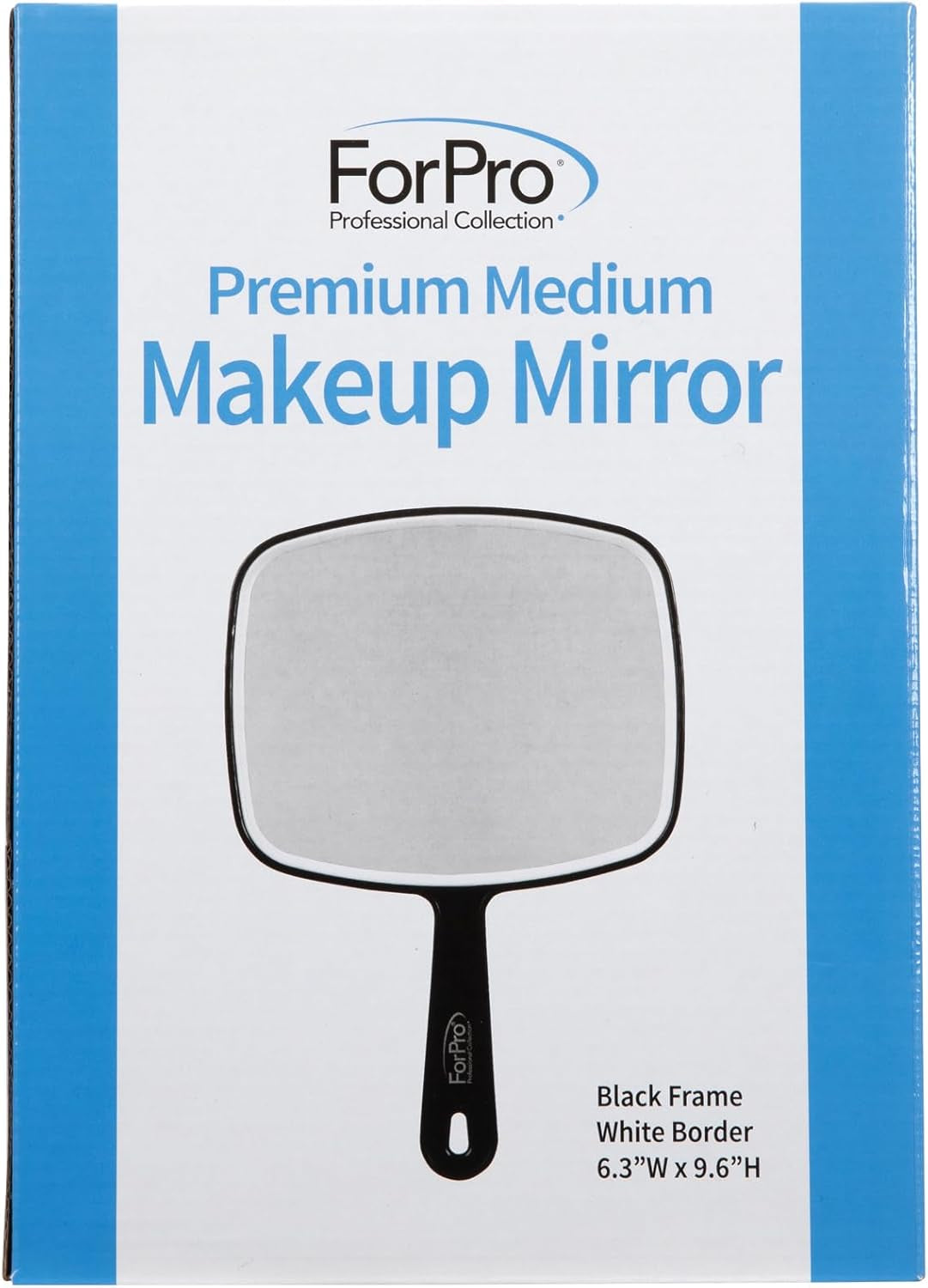 Premium Hand Mirror with Handle, 6.3" W X 9.6" L, Multi-Purpose Handheld Mirror with Distortion-Free Reflection, Black