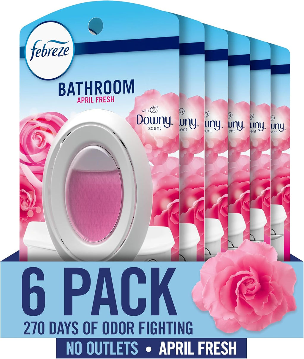Bathroom Air Freshener, Odor-Fighting Plug-In Alternative, Home, Bathroom & Kitchen Use, Downy April Fresh Scent, 6 Count