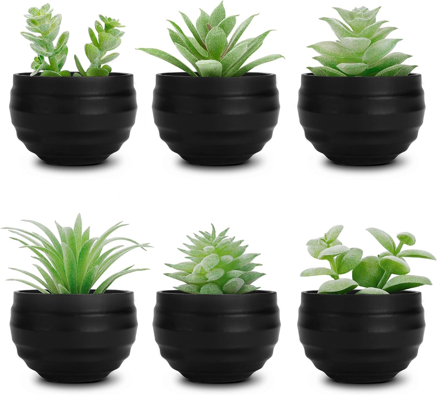 Set of 6 Succulents Plants Artificial in Pots Small Fake Plants for Bedroom Aesthetic Living Room Shelf Bathroom Decor Office Desk Accessories