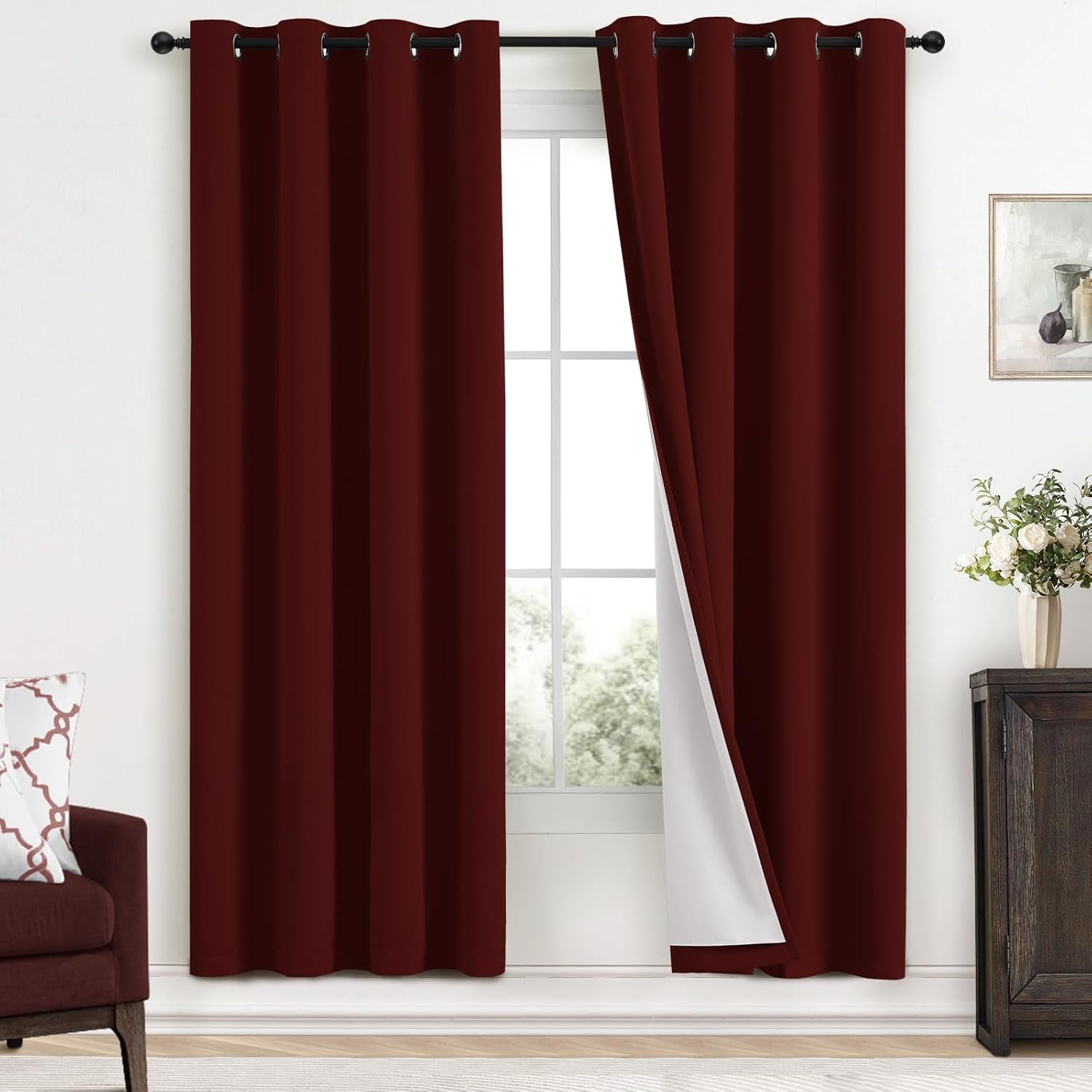 Room Darkening Gray Blackout Curtains 84 Inch Long Light Blocking Thermal Insulated Window Treatment Grommet Drapes for Bedroom Living Room, 52W X 84L, Grey Curtains, 2 Panels