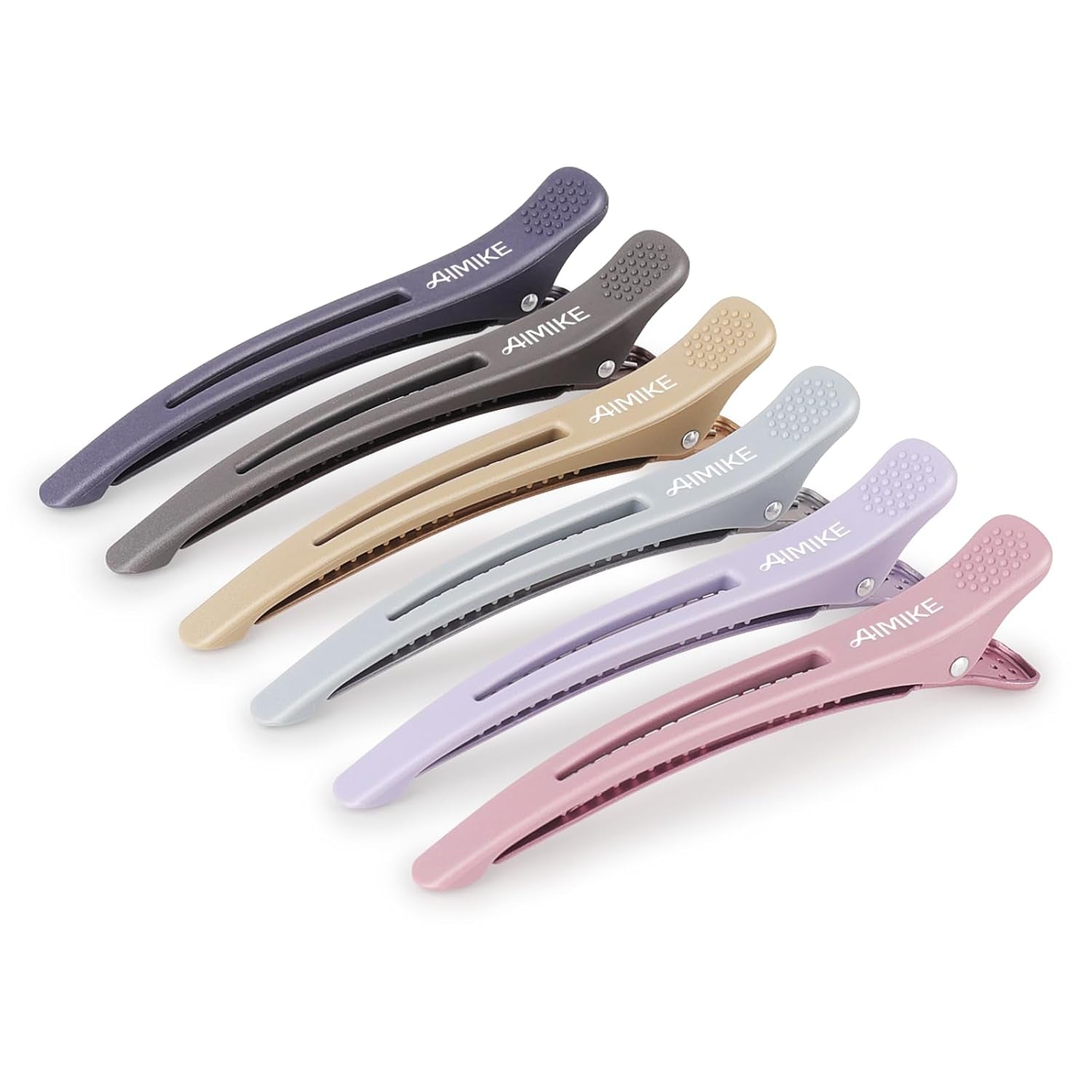 6Pcs Professional Hair Clips for Styling Sectioning, Anti-Slip No-Trace Duck Billed Hair Clips with Silicone Band, Salon and Home Hair Cutting Clips for Hairdresser, Women, Men - 4.3” Long