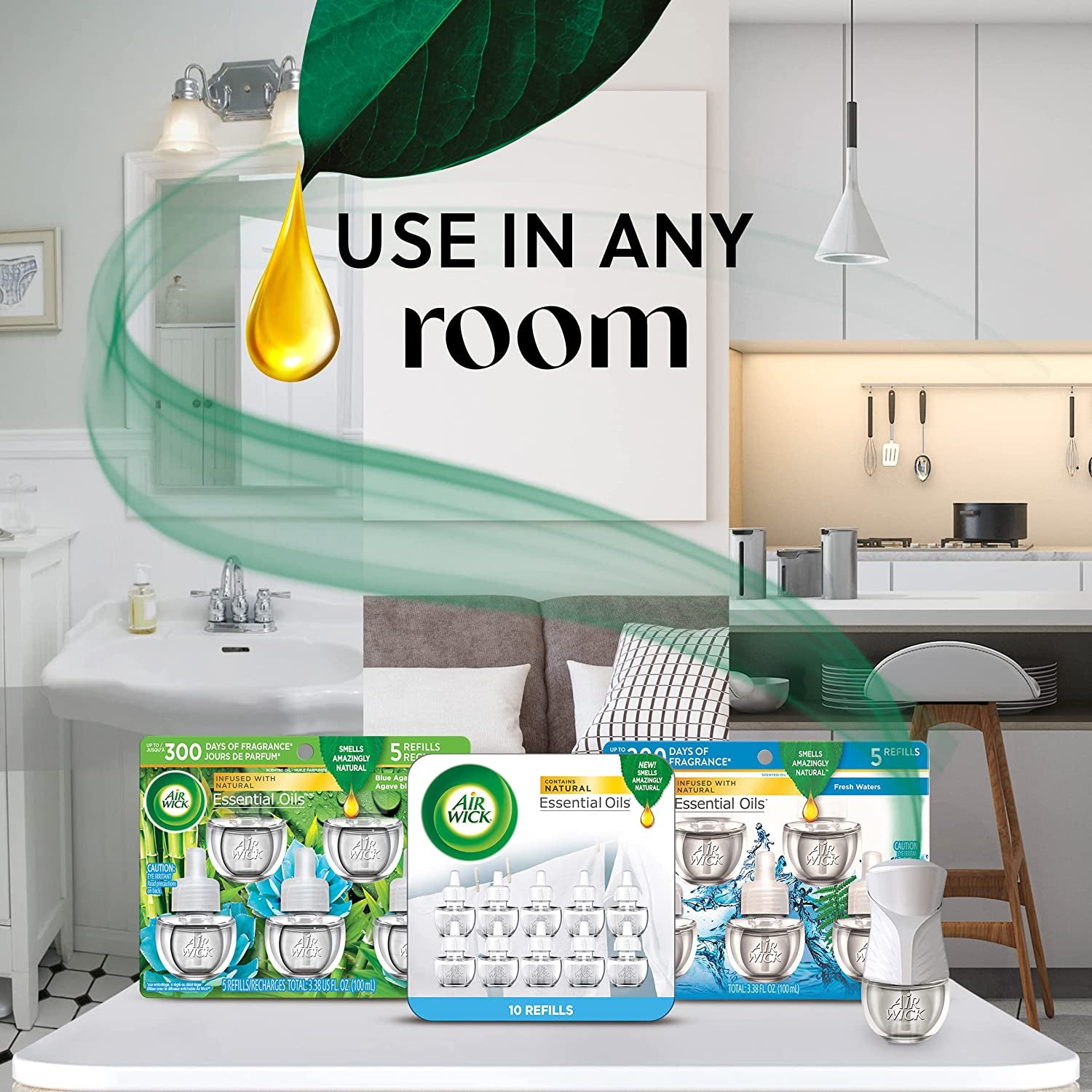 Plug in Scented Oil Warmer, White, 1 Count, Essential Oils, Air Freshener