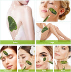 Jade Roller & Gua Sha Set 5 in 1 Facial Massager Tools - Jade Gua Sha Facial Massager Set with Roller for Face Sculpting & Skin Care | Jade Gua Sha Facial Massager Set with Roller for Face Sculpting & Skin Care