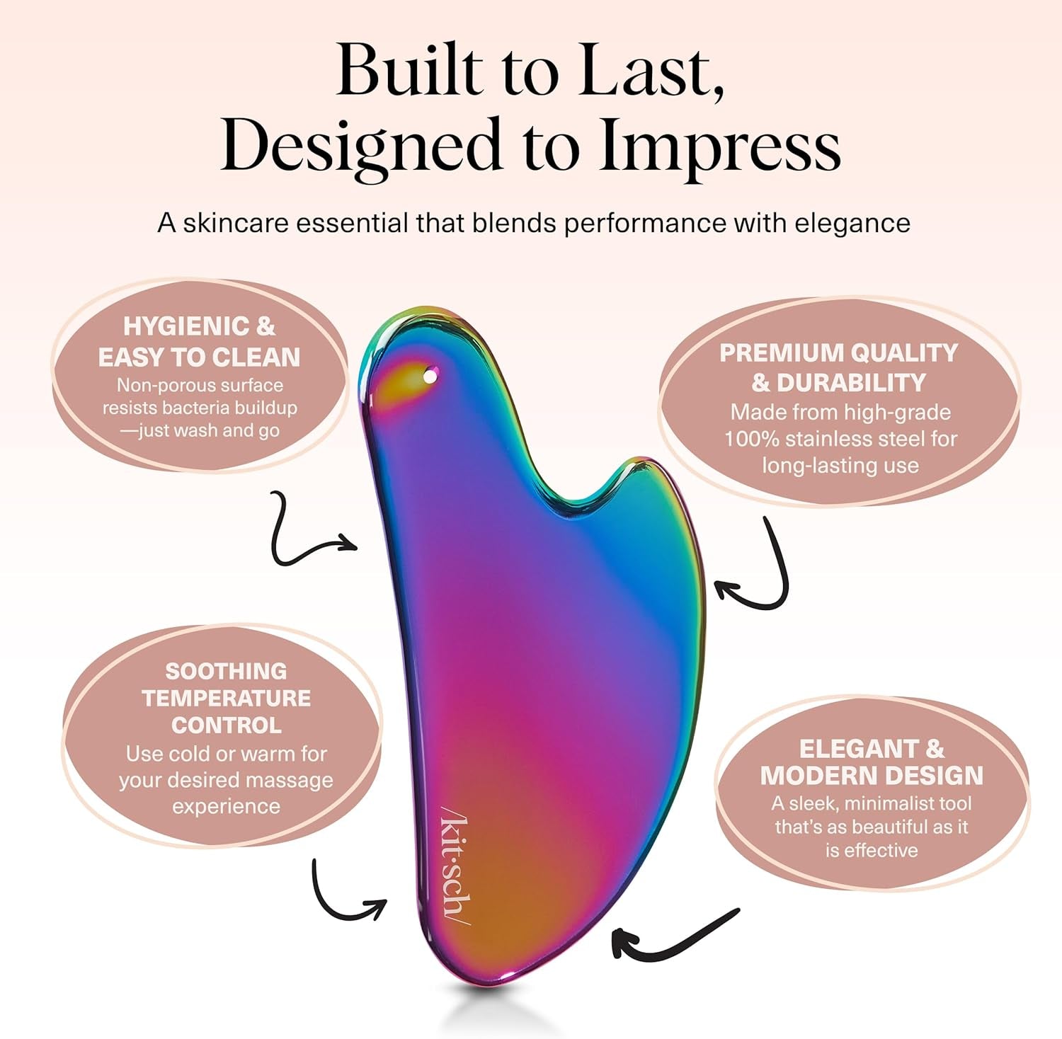 Stainless Steel Gua Sha Facial Tools - Guasha Tool for Face, Face Sculpting Tool, Jawline Shaper, Double Chin Reducer Gua Sha Tools, Lymphatic Drainage Massager, Facial Skin Care, Iridescent