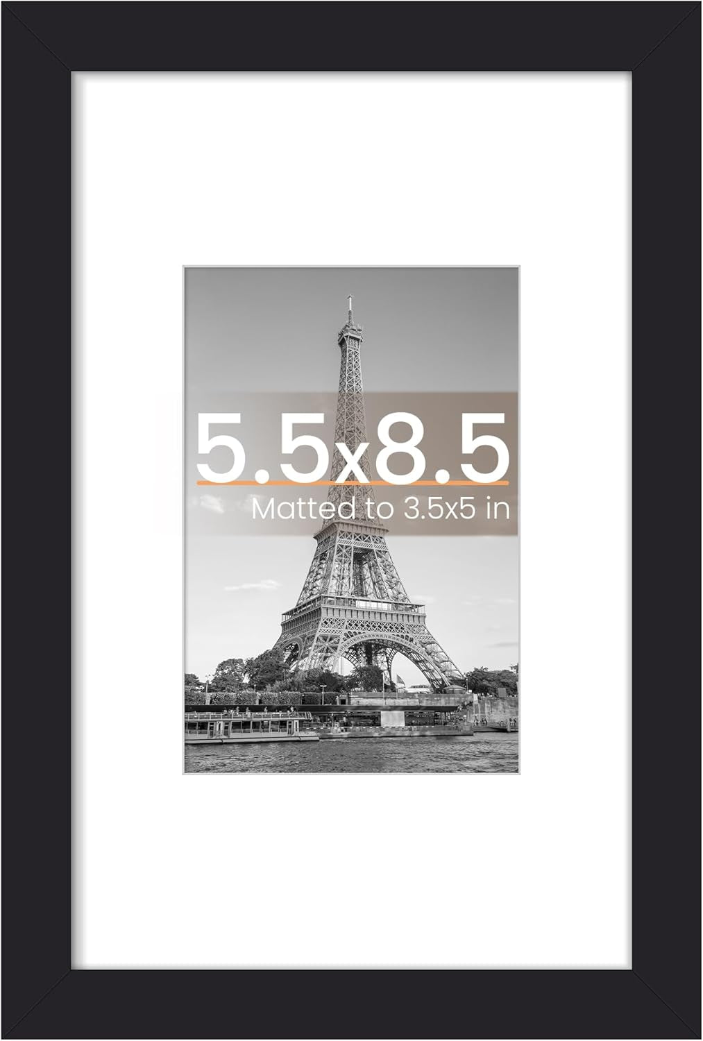 8.5x11 Black Picture Frame – Wall Hanging Display with Mat