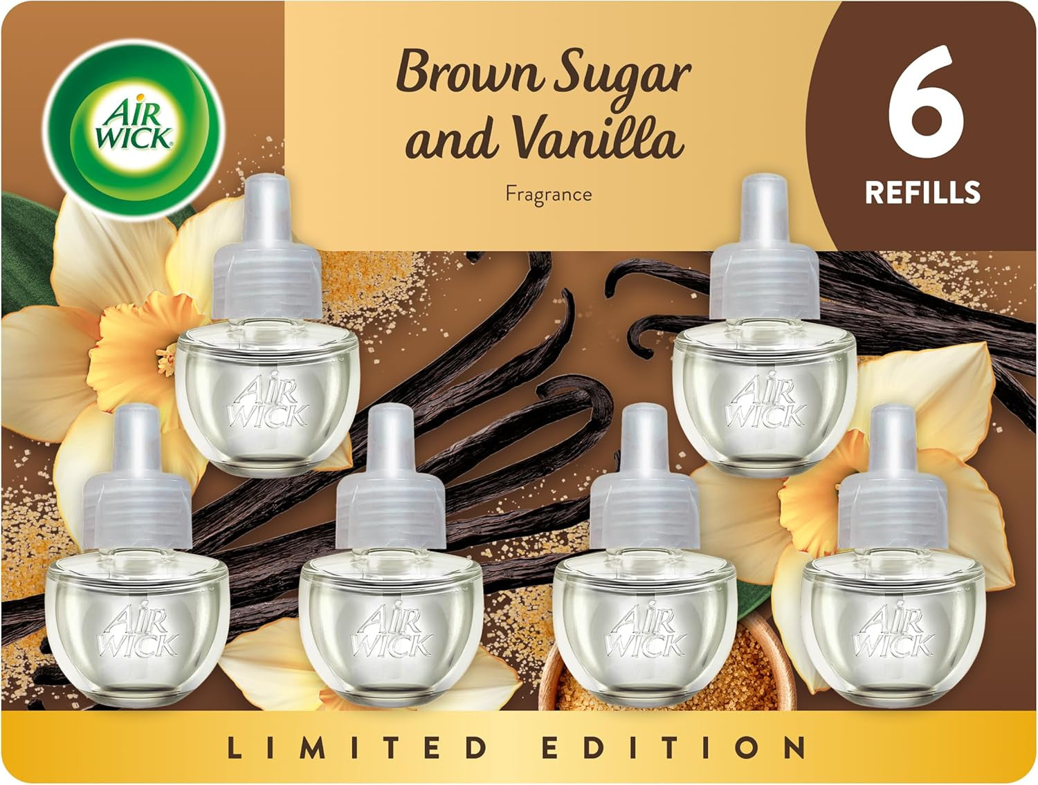 Plug in Scented Oil Refill, 5 Ct, Brown Sugar and Vanilla, Air Freshener, Essential Oils, Fall Scent, Fall Decor