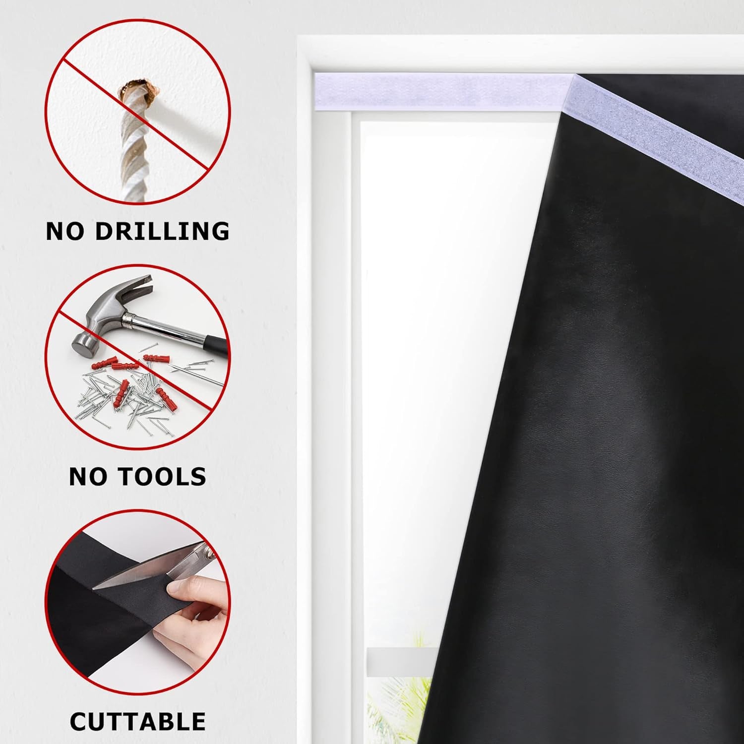 100% Blackout Roller Shades, No Tools No Drill Cordless Blinds for Windows, Thermal Insulated UV Protection Privacy Window Shades for Bedroom (36''W X 72''H, Black)