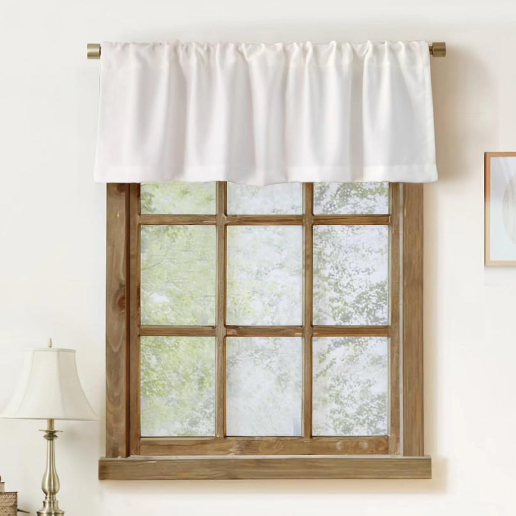 2 Pack Faux Linen Valance for Windows Kitchen Living Room Valances Rod Pocket Farmhouse Country Rustic Bathroom Small Window Treatment (54X15 Inch, Natural)