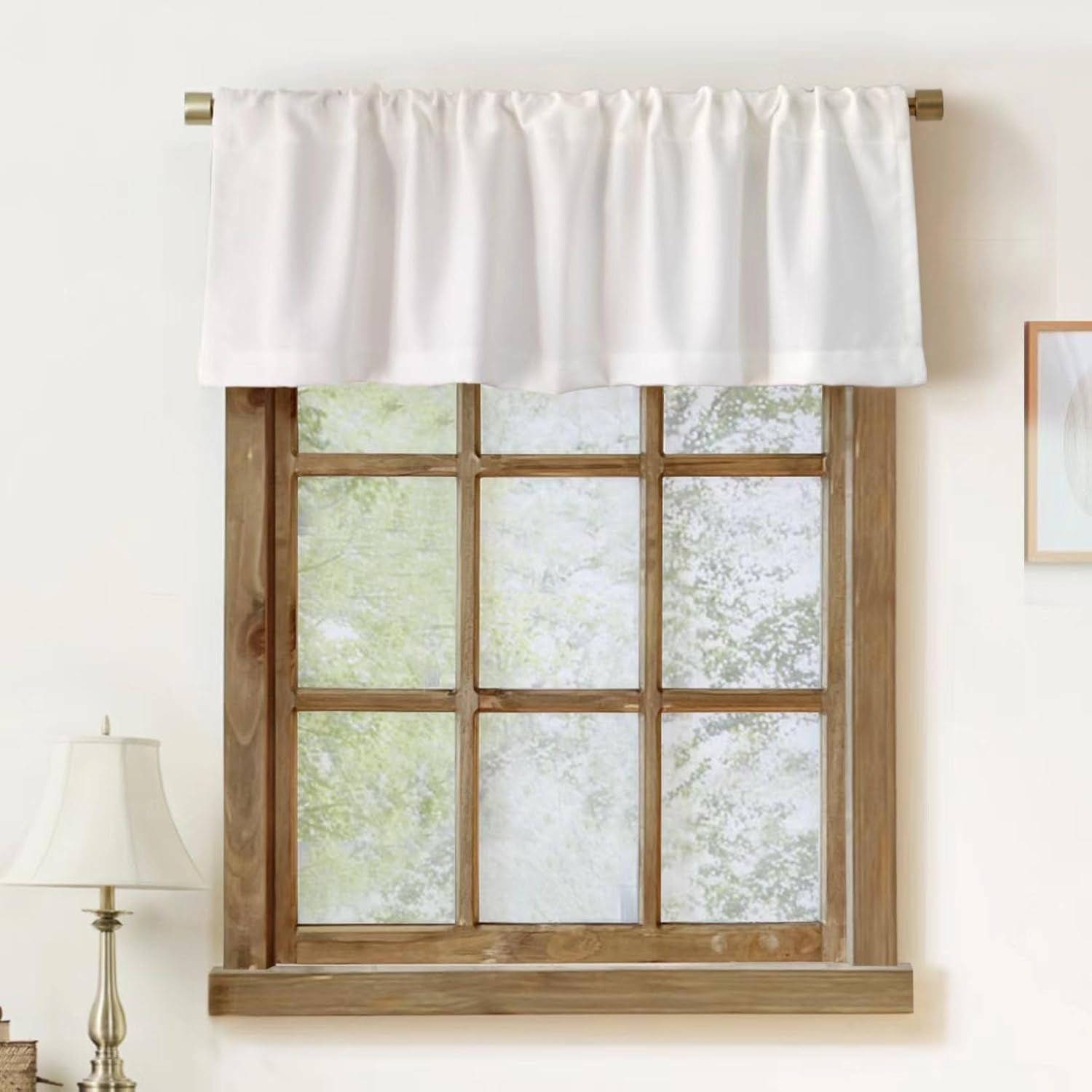 2 Pack Faux Linen Valance for Windows Kitchen Living Room Valances Rod Pocket Farmhouse Country Rustic Bathroom Small Window Treatment (54X15 Inch, Natural)