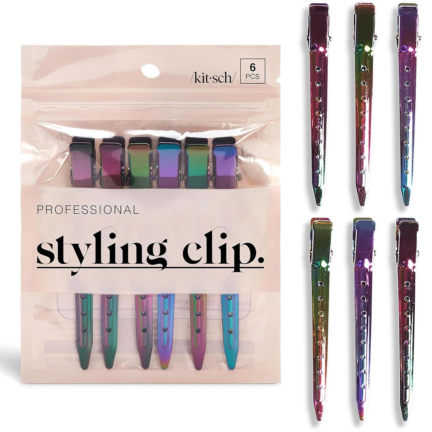 Professional Alligator Clips for Hair Styling – 3.5" Aluminum Hair Sectioning Clips for Salon & Makeup Application | Ideal Gifts for Women – Rose Gold, 6 Pcs