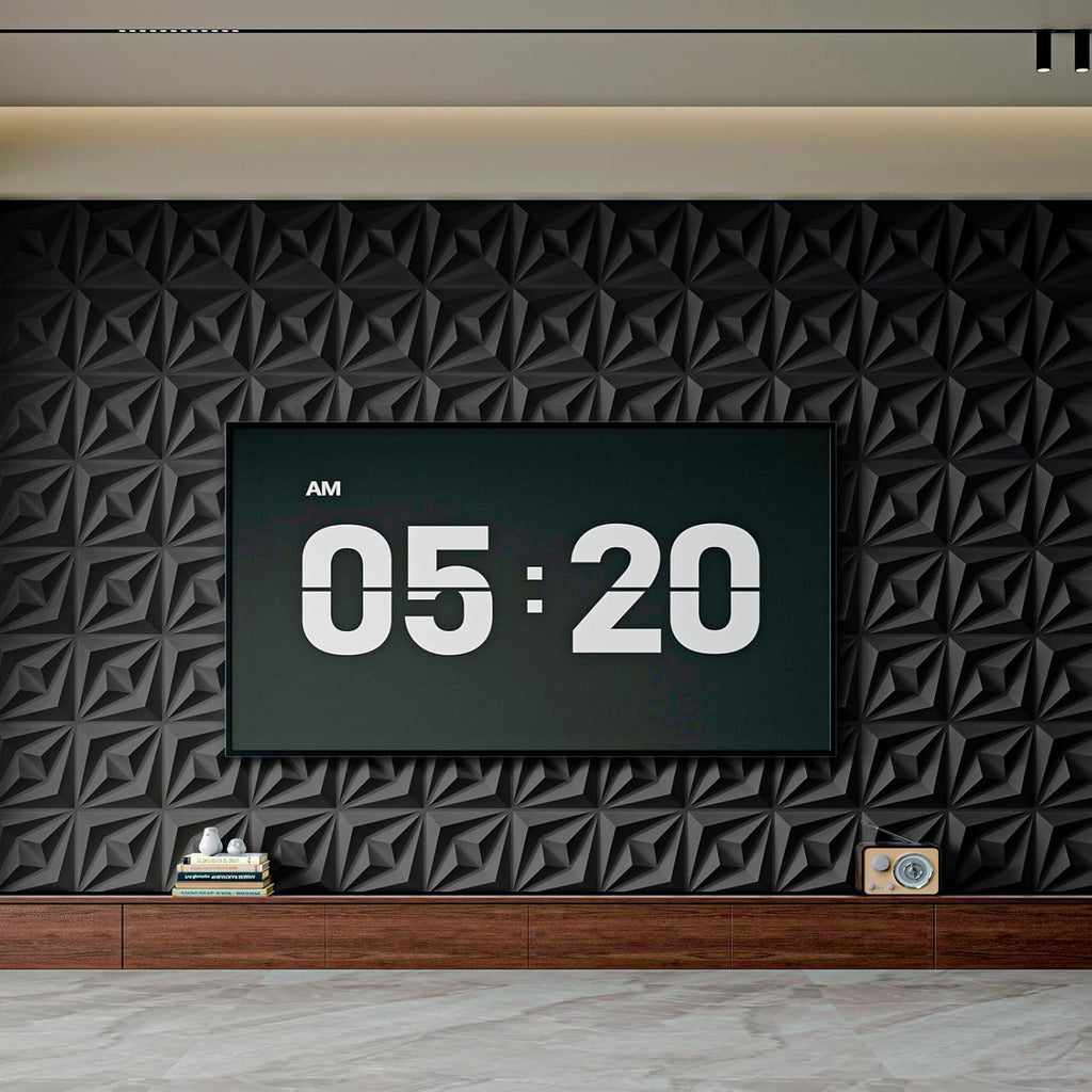 3D Wall Panels for Interior Wall Decor, 3 Layout Options PVC Textured Wall Art Decor for Living Room Bedroom TV Background Gaming Room, 12''X12'', 20 Pcs Black