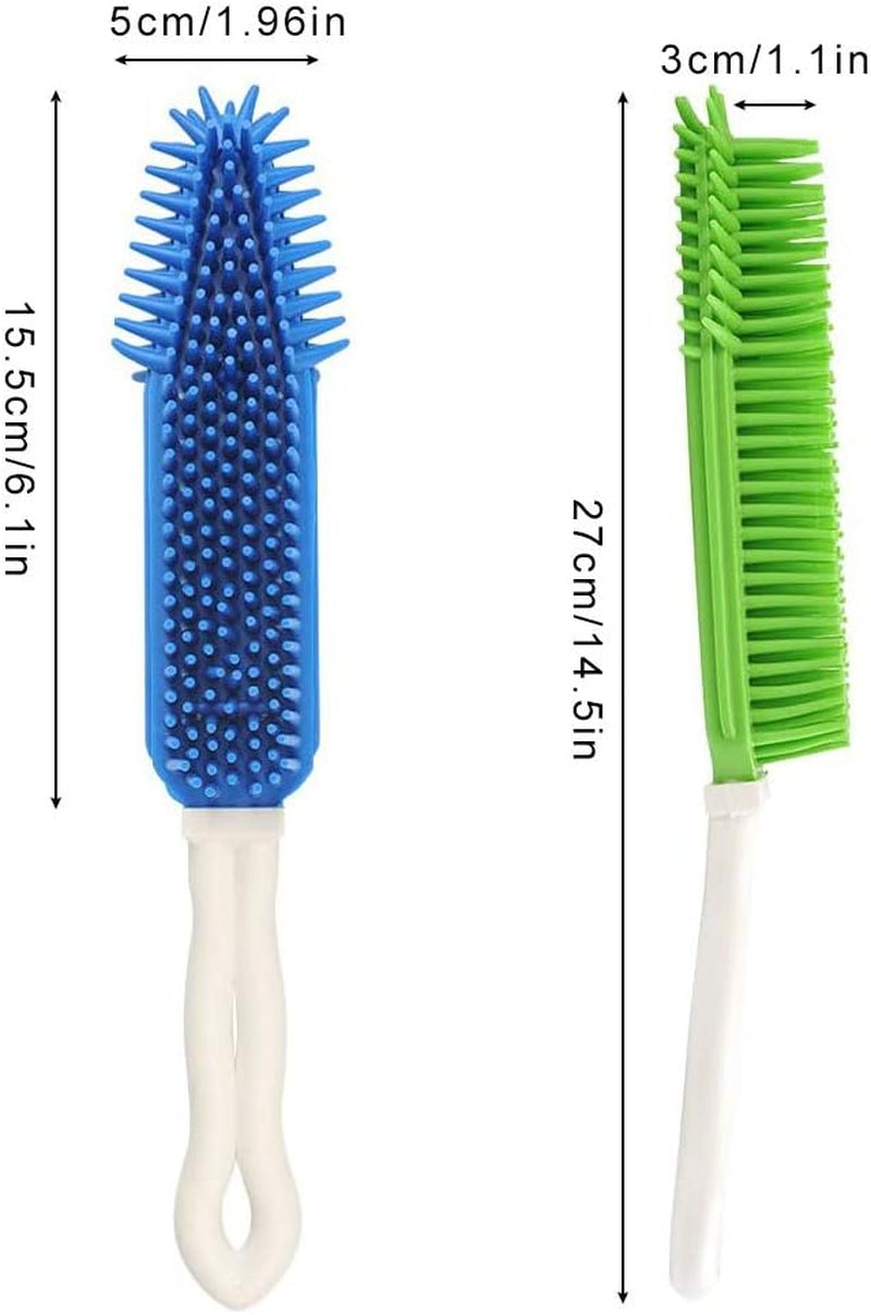 2 Pack Pet Hair Removal Tool Pet Hair Remover Rubber Cat Hair Remover Portable for Carpet Clothes Furniture Sofa Leather Car Seat Bath with Massage Effect (Green + Blue)
