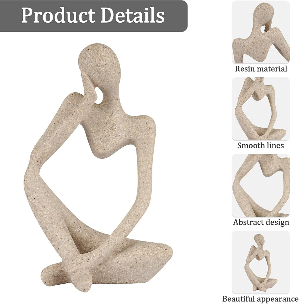 Abstract Thinker Resin Sculpture – Sandstone Home Decor