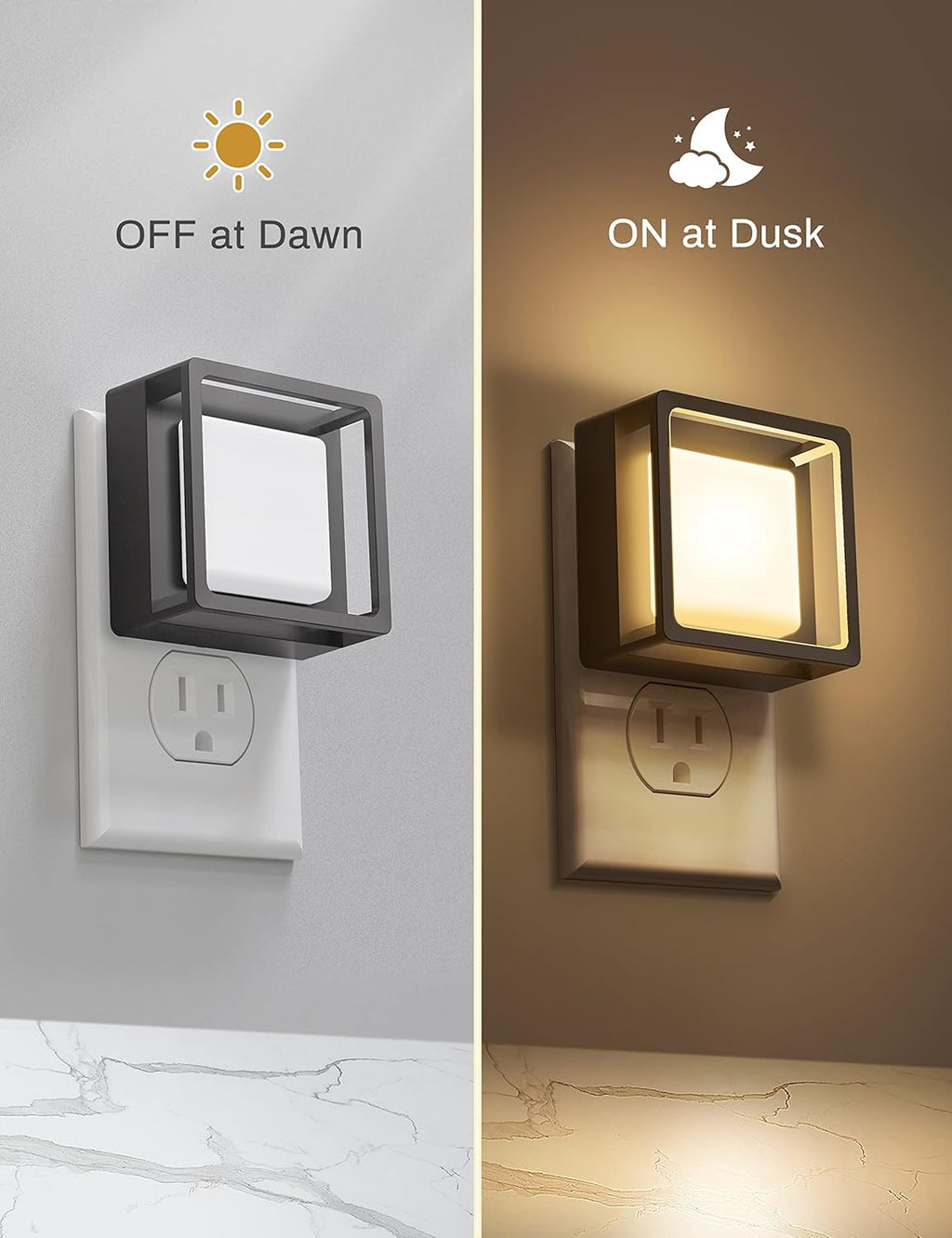 LED Night Light 2 Pack – Dusk to Dawn Sensor, Dimmable Soft White