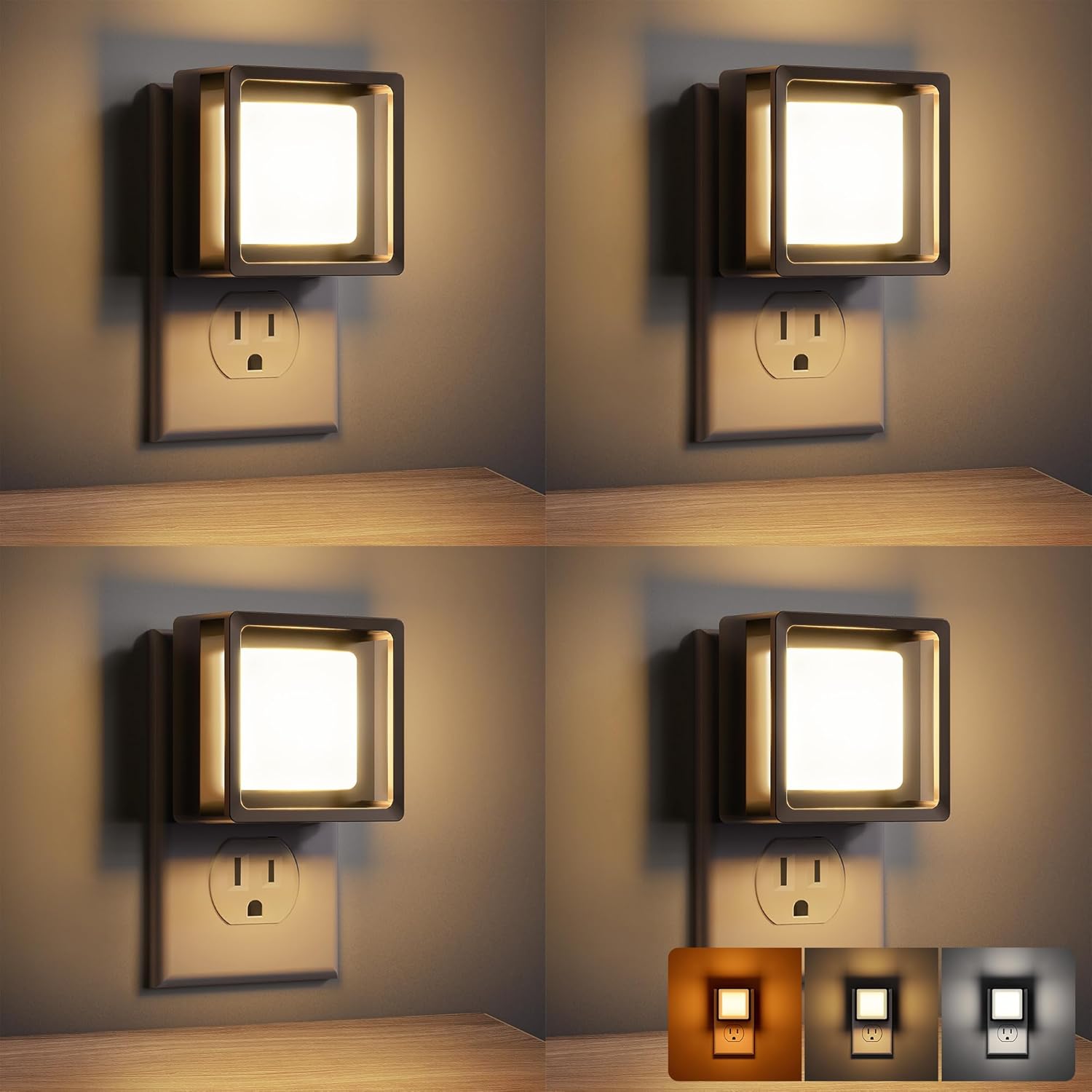 LED Night Light 2 Pack – Dusk to Dawn Sensor, Dimmable Soft White