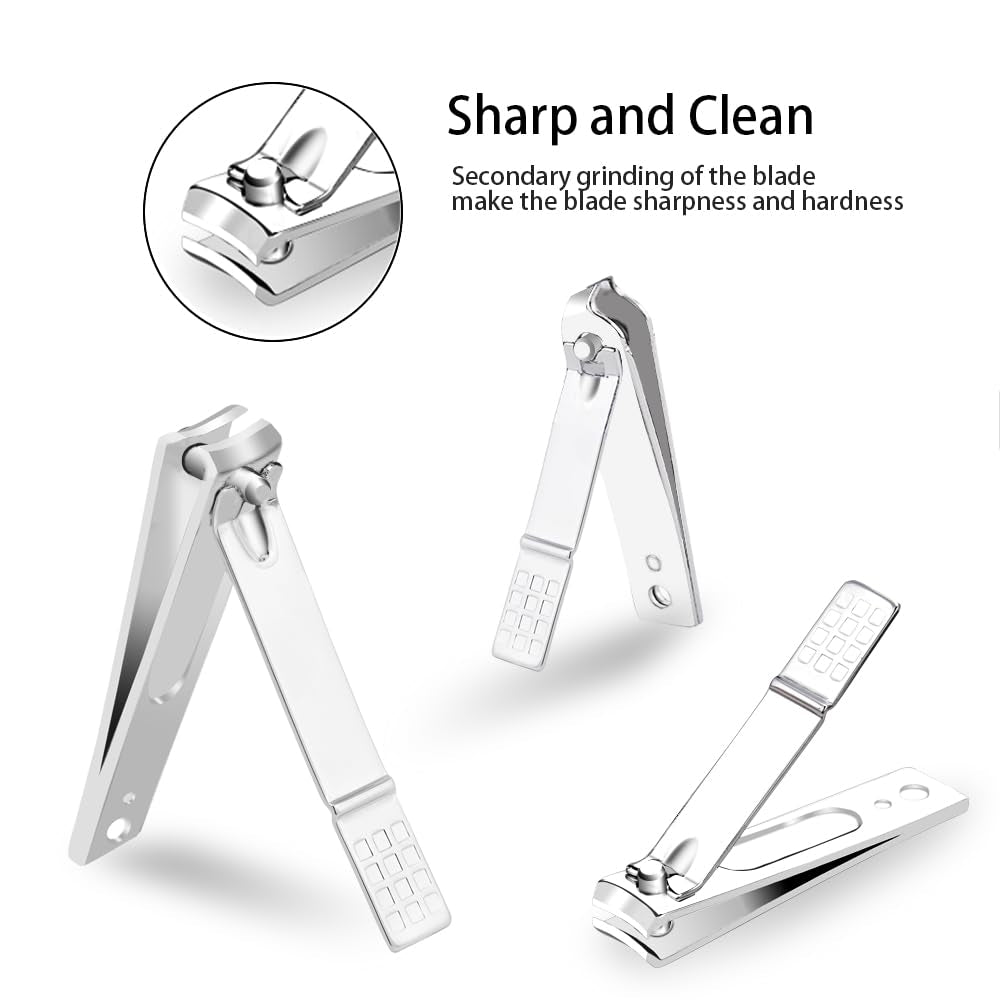 Nail Clippers Kit Manicure Pedicure Set with Holographic Case(Pink)