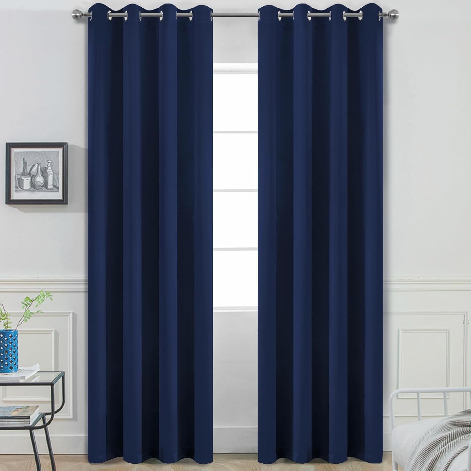 Room Darkening Gray Blackout Curtains 84 Inch Long Light Blocking Thermal Insulated Window Treatment Grommet Drapes for Bedroom Living Room, 52W X 84L, Grey Curtains, 2 Panels