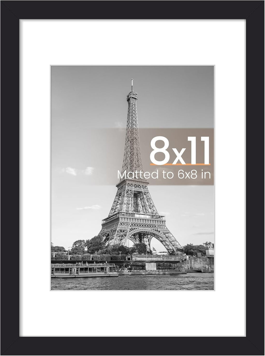 8.5x11 Black Picture Frame – Wall Hanging Display with Mat