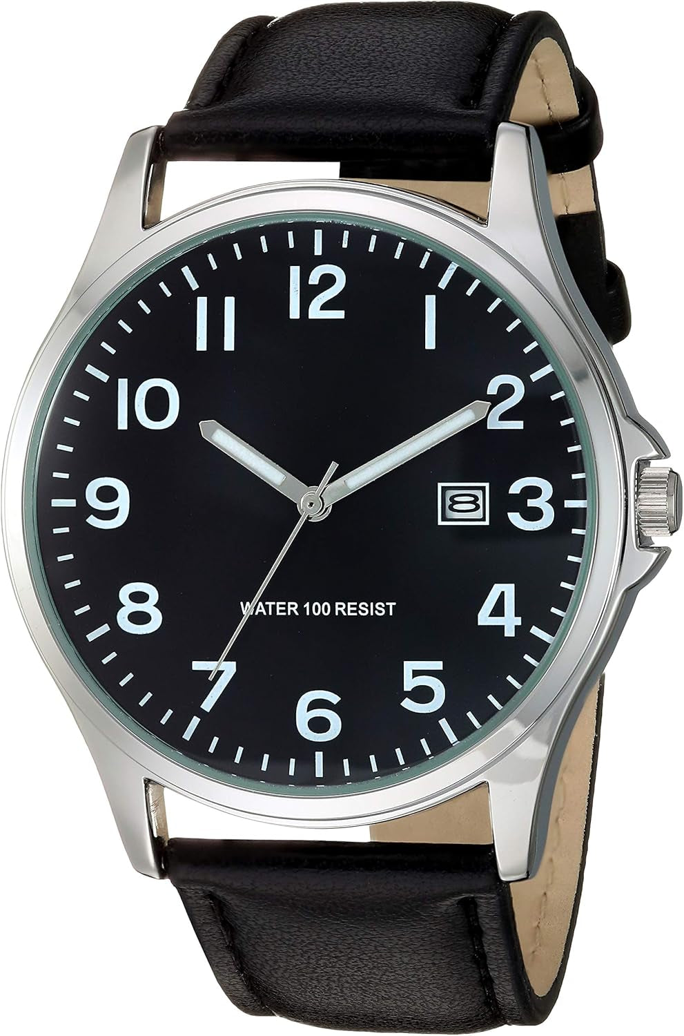 Men'S Easy to Read 42Mm Leather Band Analog Watch