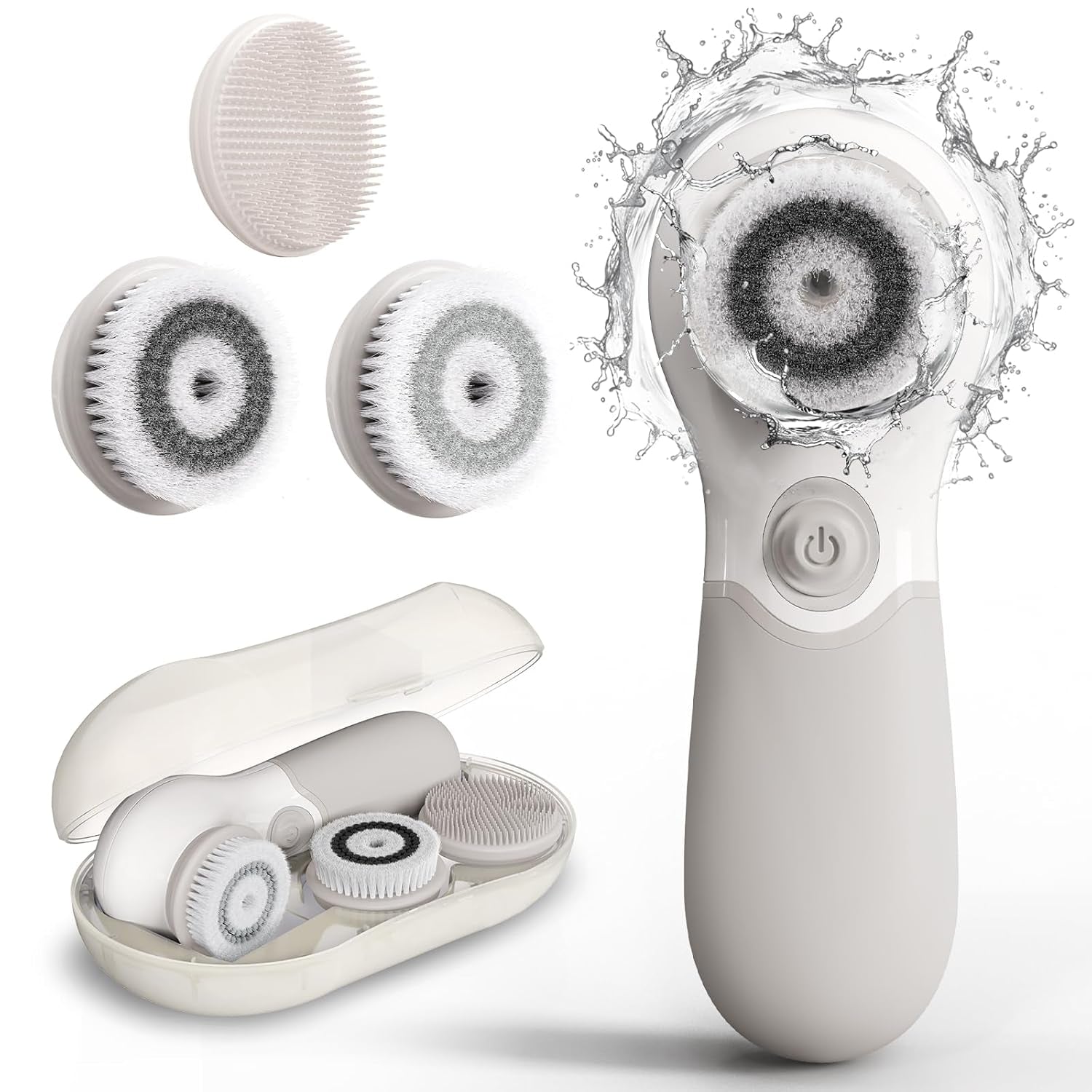 Facial Cleansing Brush Electric Facial Exfoliating Massage Brush with 3 Cleanser Heads and 2 Speeds Adjustable for Deep Cleaning, Removing Blackhead, Face Massaging