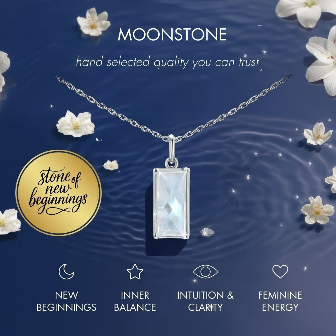 New Beginnings Rainbow Moonstone Sterling Silver Necklace for Women