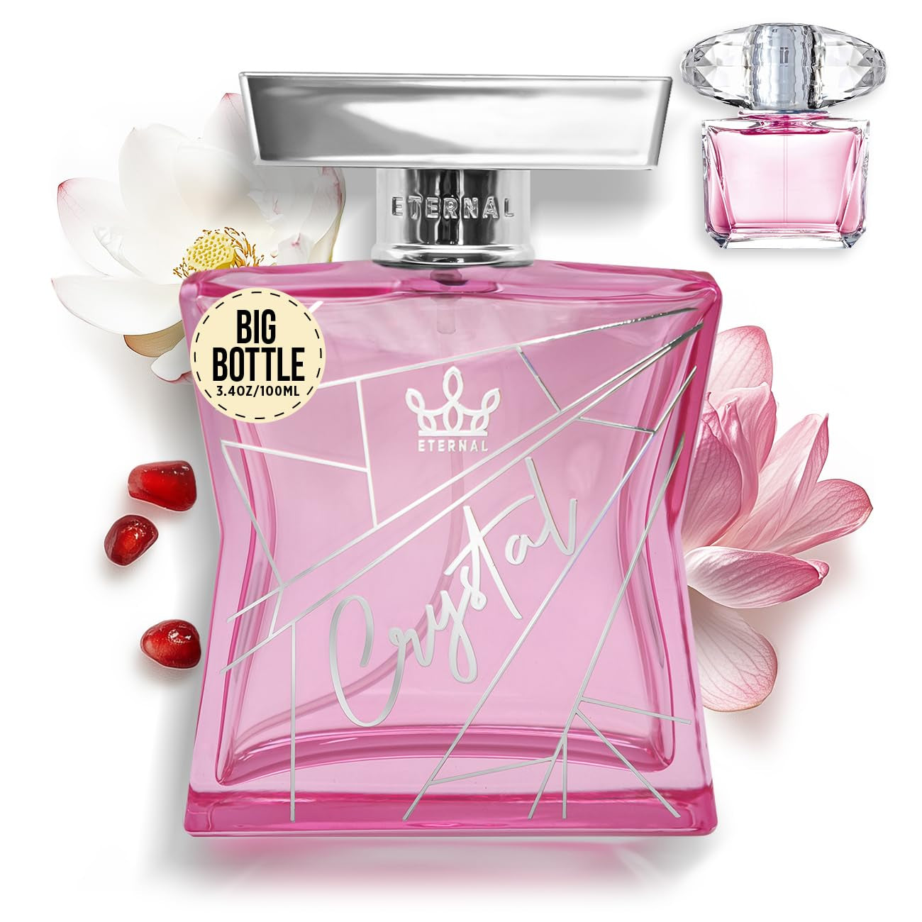 Eternal Crystal - Inspired by Bright Crystal - 3.4 Oz (100Ml) - Eau De Parfum - Long-Lasting - Vegan - Clean Ingredients - Perfume Spray for Women - 2000 Sprays per Bottle