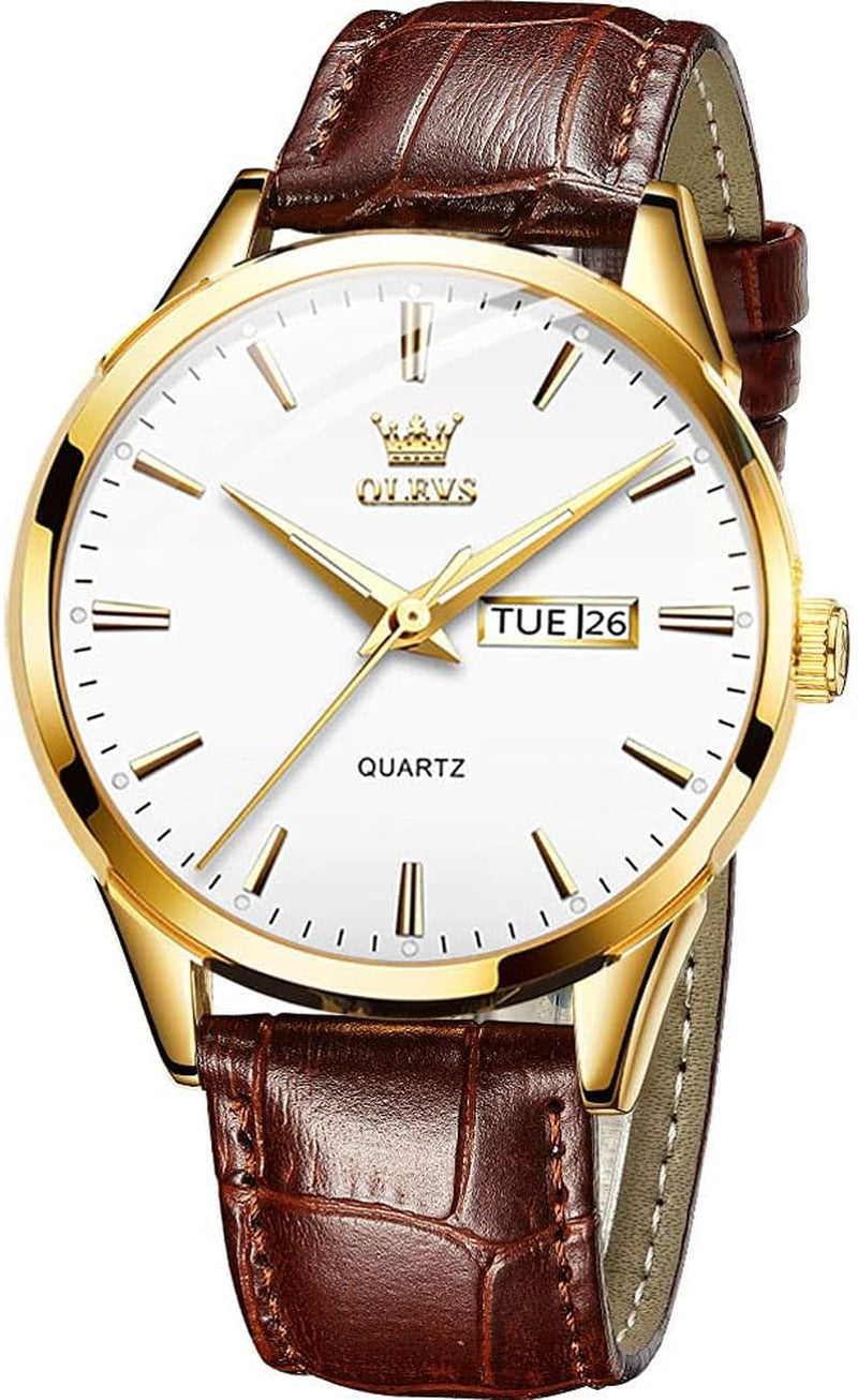 Amazon Watches,Brown Leather Watch for Men,Men Day Date Watch,Men'S Luminous Watch,Dress Watch for Men,Rose Gold Watch for Men,Men'S Fashion Quartz Watch,Waterproof Brown Man Watches