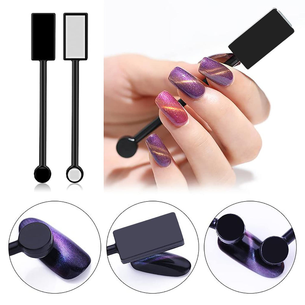 15Pcs Nail Magnet Set Cat Eye Gel Nail Polish Magnet Wand Magnetic Nail Polish Cat Eye Magnet for Nails Cat Eye Magnets Sticks Nail Design Tools Nail Art
