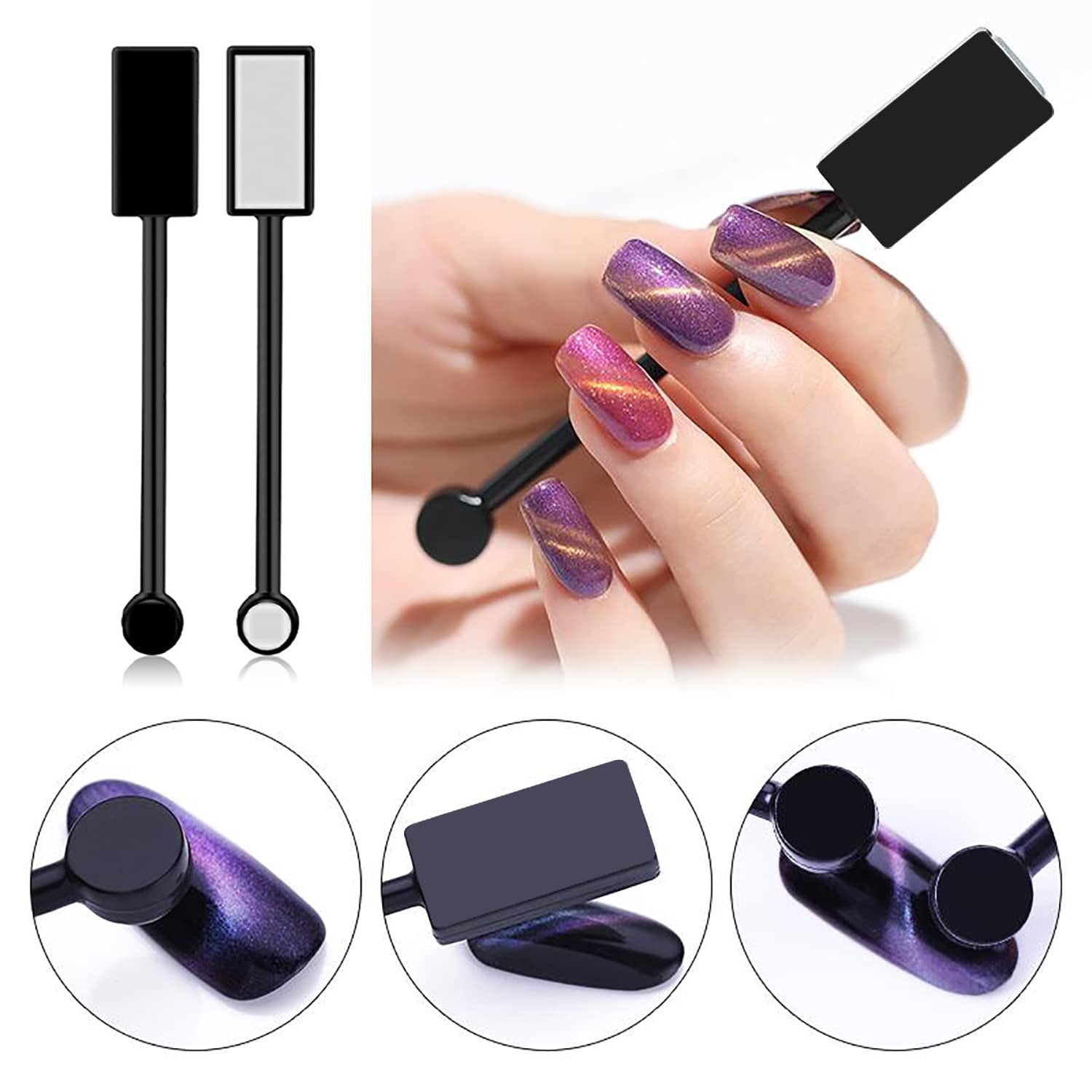 15Pcs Nail Magnet Set Cat Eye Gel Nail Polish Magnet Wand Magnetic Nail Polish Cat Eye Magnet for Nails Cat Eye Magnets Sticks Nail Design Tools Nail Art