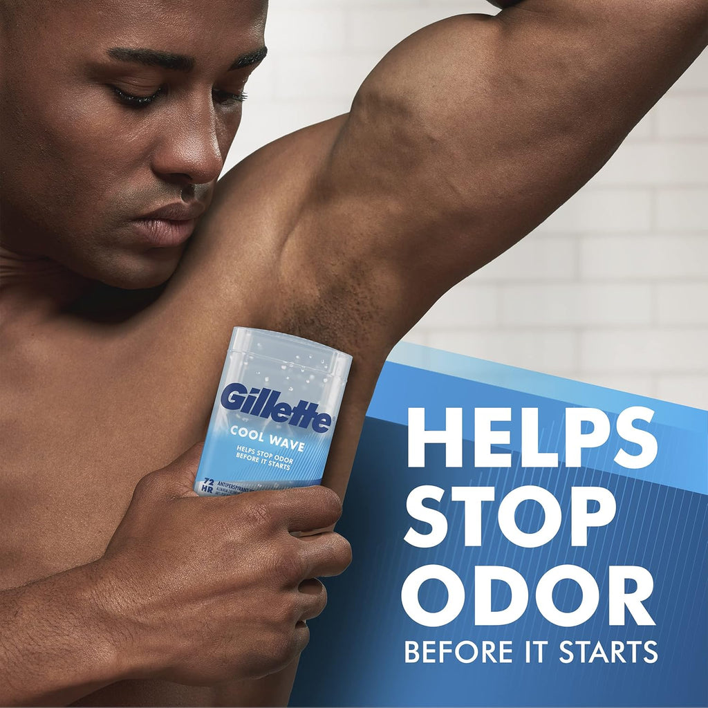 Antiperspirant and Deodorant for Men, 72Hr Clinical Strength Sweat & Odor Protection, Long Lasting Freshness, Anti-White Mark Technology, Clear Gel, Cool Wave Scent, 3.8 Oz (Pack of 4)