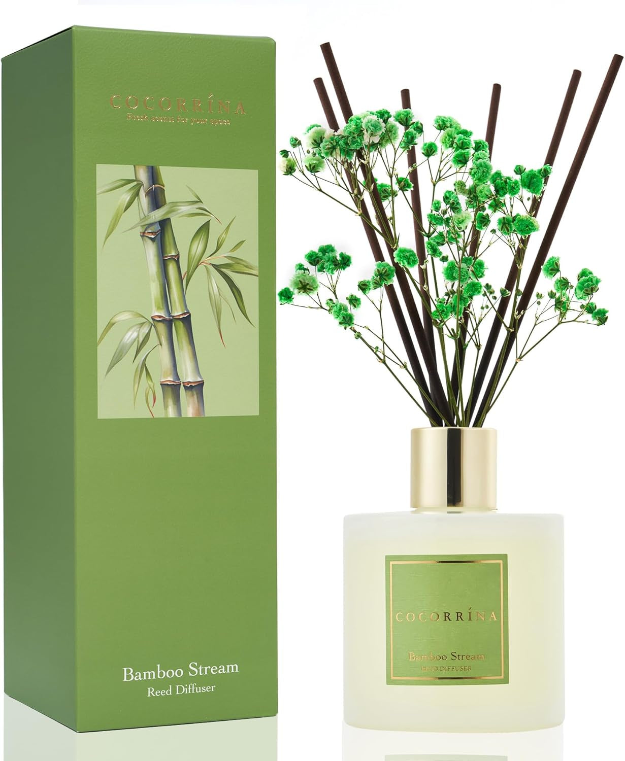 Reed Diffuser Set, Clean Linen 6.7 Fl Oz Scented Diffuser with Sticks Home Fragrance Reed Diffuser for Bathroom Shelf Decor