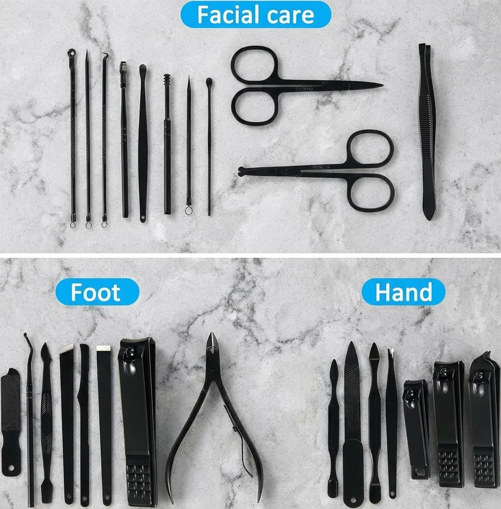Manicure Set Professional Nail Clipper Kit-26 Pieces Stainless Steel Manicure Kit,Nail Care Tools with Luxurious Travel Case (Brown)