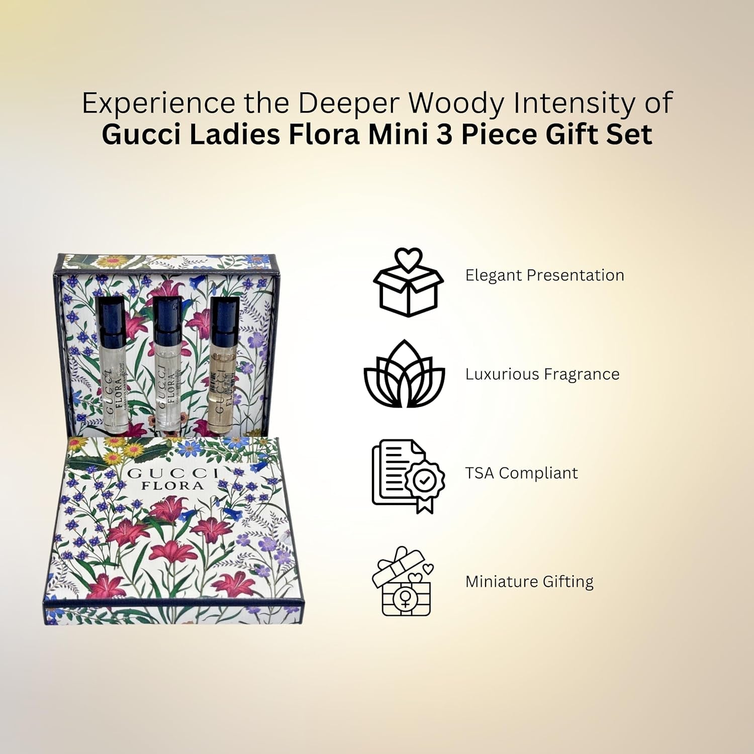 Flora Perfume Gift Set for Women Mini Fragrance Travel Spray Gift Sampler, EDP Luxury Fragrance Vials (3 X 0.05 Fl Oz)
