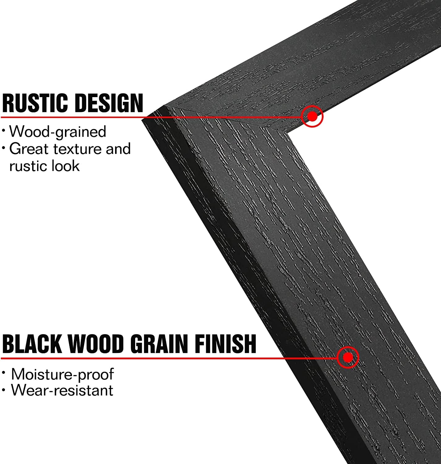 4X6 Picture Frame Distressed Farmhouse Wood Pattern Set of 4,Display 3.5X5 with Mat or 4X6 without Mat,Multicolour