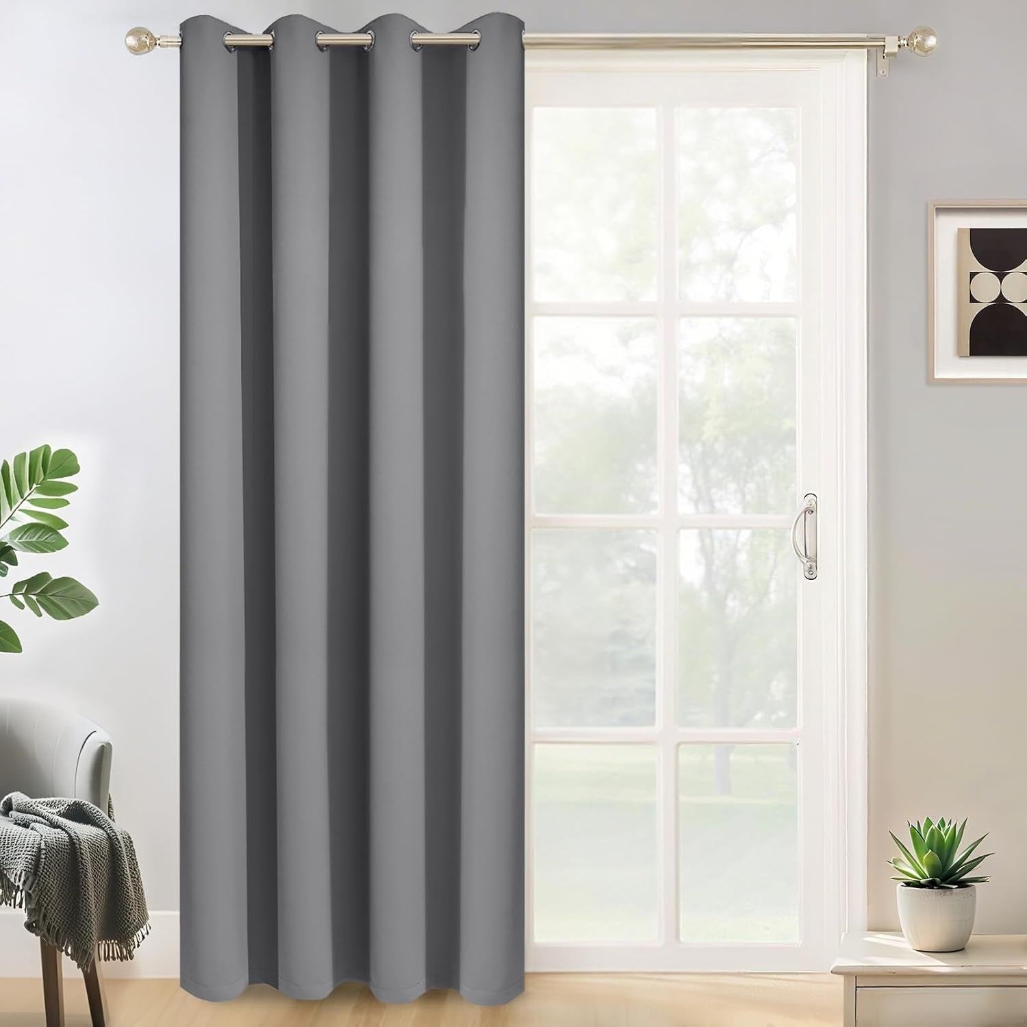 Room Darkening Gray Blackout Curtains 84 Inch Long Light Blocking Thermal Insulated Window Treatment Grommet Drapes for Bedroom Living Room, 52W X 84L, Grey Curtains, 2 Panels