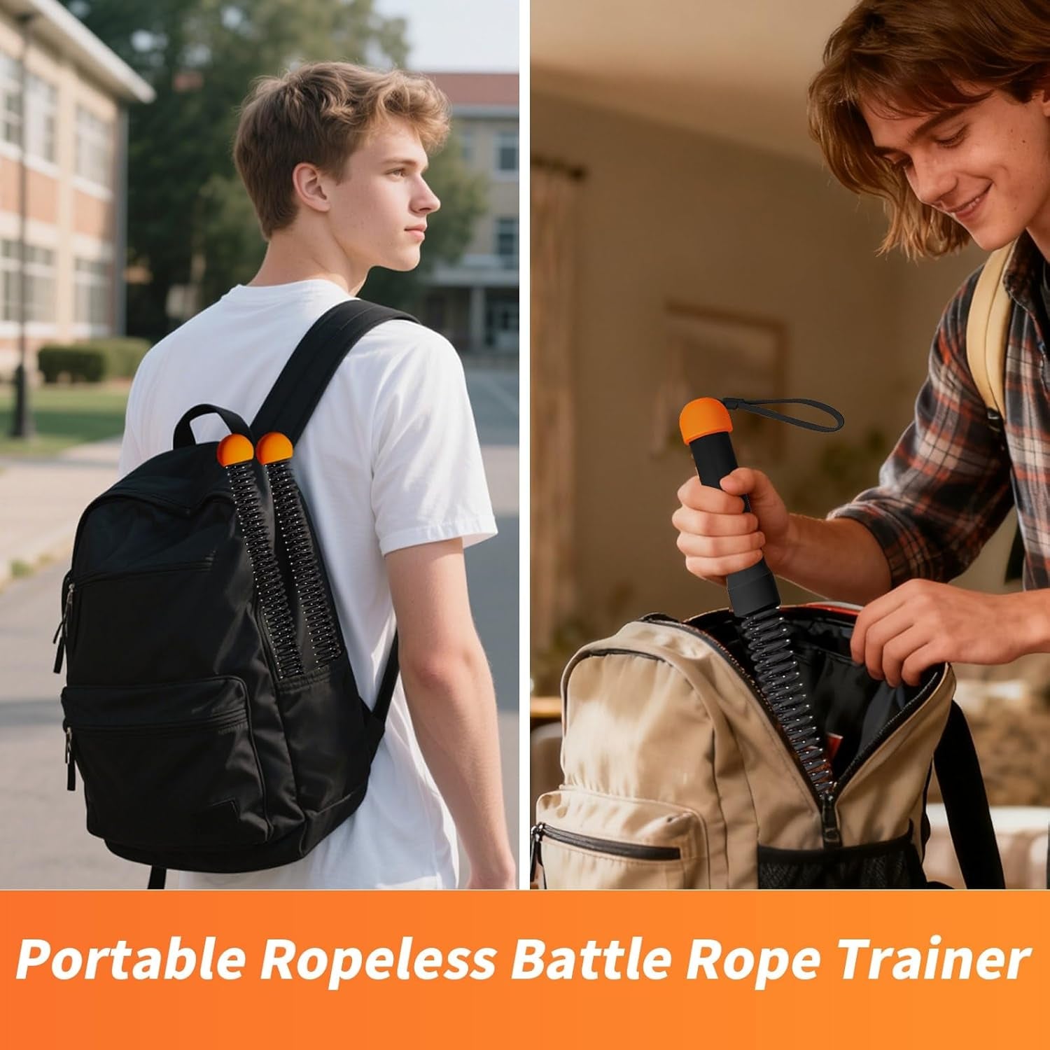 Ropeless Battle Ropes Weighted — 2 Pack Portable Cordless Battle Ropes for HIIT & Cardio Full-Body Workout Tool with Non-Slip Spiral Handles, Travel-Friendly Home Gym Equipment for Women & Men