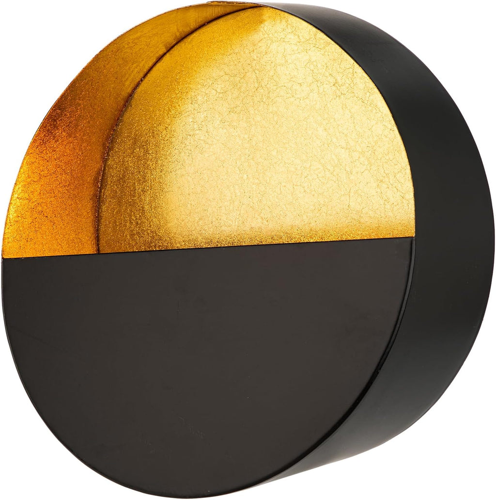 Luxury Metal Wall Candle Sconces – Small Handcrafted Wall-Mounted Tealight Candle Holders with Gold Leaf Interior – Modern & Rustic Home Décor for Living Room, Hallway – 6.5" Black Two Pieces