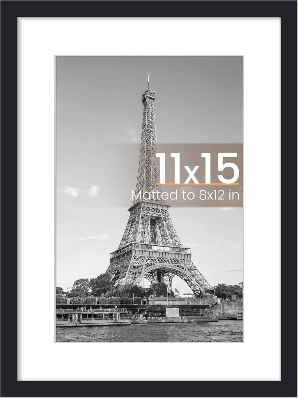 8.5x11 Black Picture Frame – Wall Hanging Display with Mat