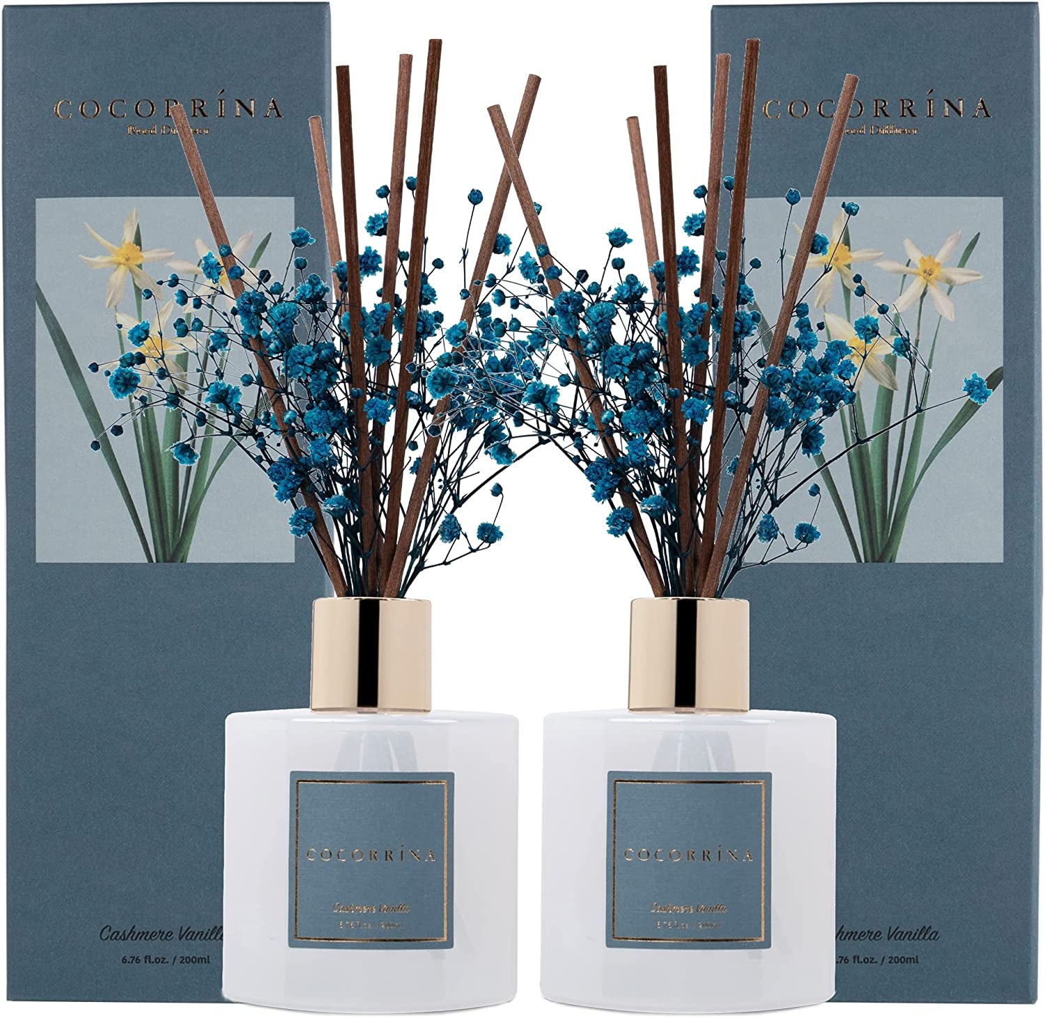 Reed Diffuser Set, Clean Linen 6.7 Fl Oz Scented Diffuser with Sticks Home Fragrance Reed Diffuser for Bathroom Shelf Decor
