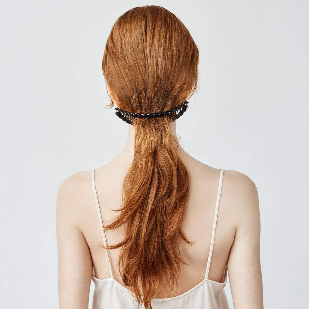 6 Pieces Banana Hair Clip Clincher Combs Clip Fishtail Fish Shape Hair Clip Ponytail Banana Clip Accessory for Women Hair(Black, Brown)