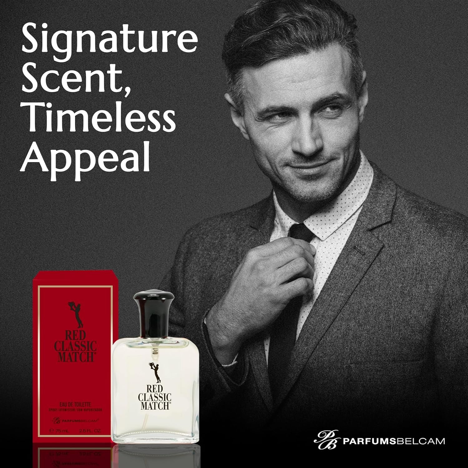 Red Classic Match Eau De Toilette - Spicy Woody Amber Fragrance for Men, Long-Lasting Masculine Scent, Affordable Cologne Alternative, Signature Fragrance - 2.54 Fl Oz