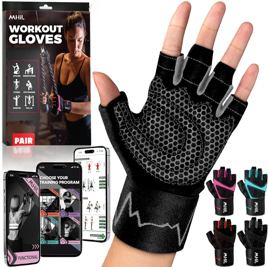 Workout Gloves for Women – Breathable Gym Gloves for Women with Palm Protection and Enhanced Grip – Padded Weight Lifting Glove for Womens with Wrist Wraps Support Weightlifting Exercise Cycling