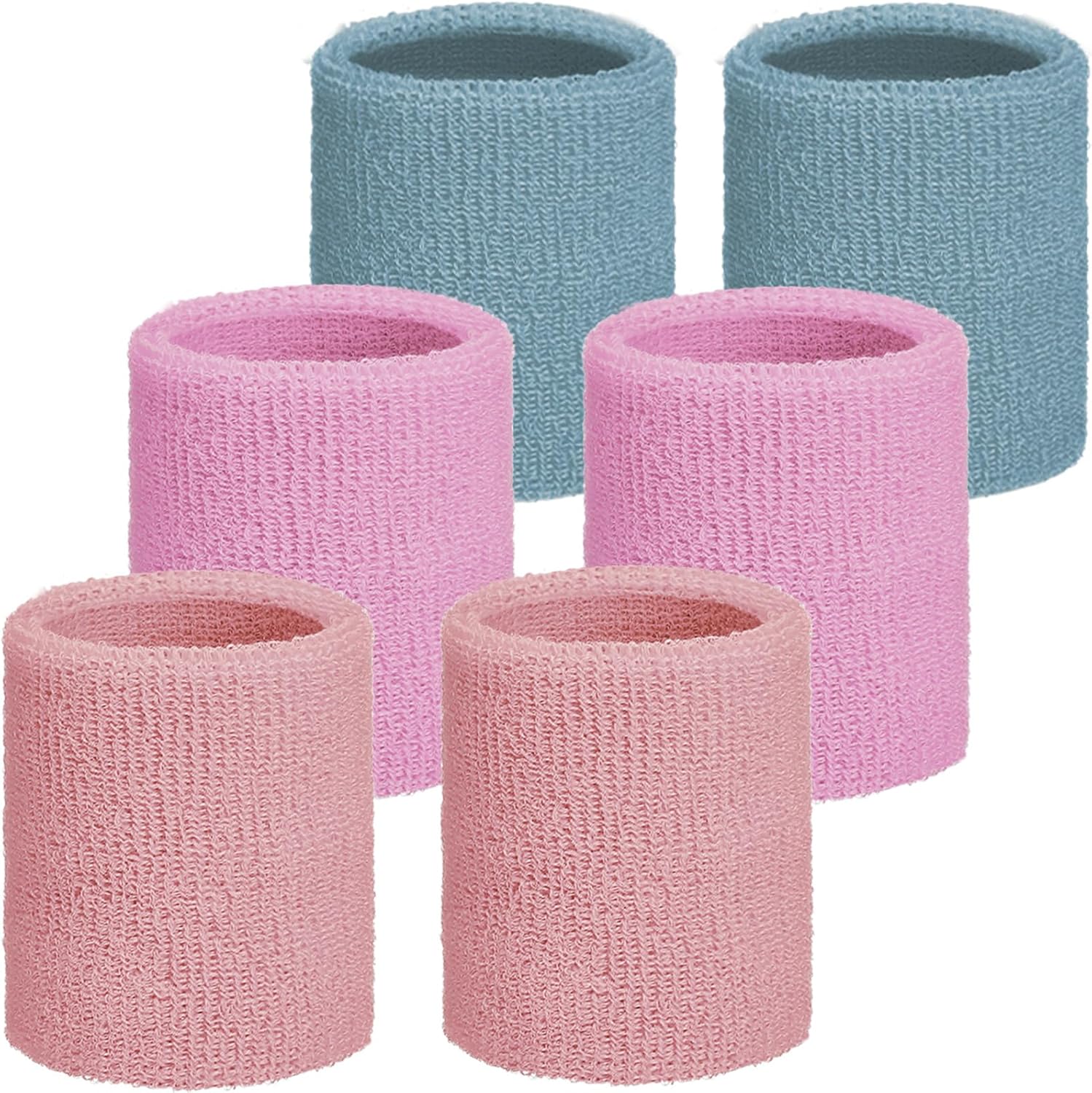 Wrist Sweatbands, Sports Sweatbands for Competition, Sweat Absorbent, for Basketball, Tennis, Football, Running and Work (Pack of 6)