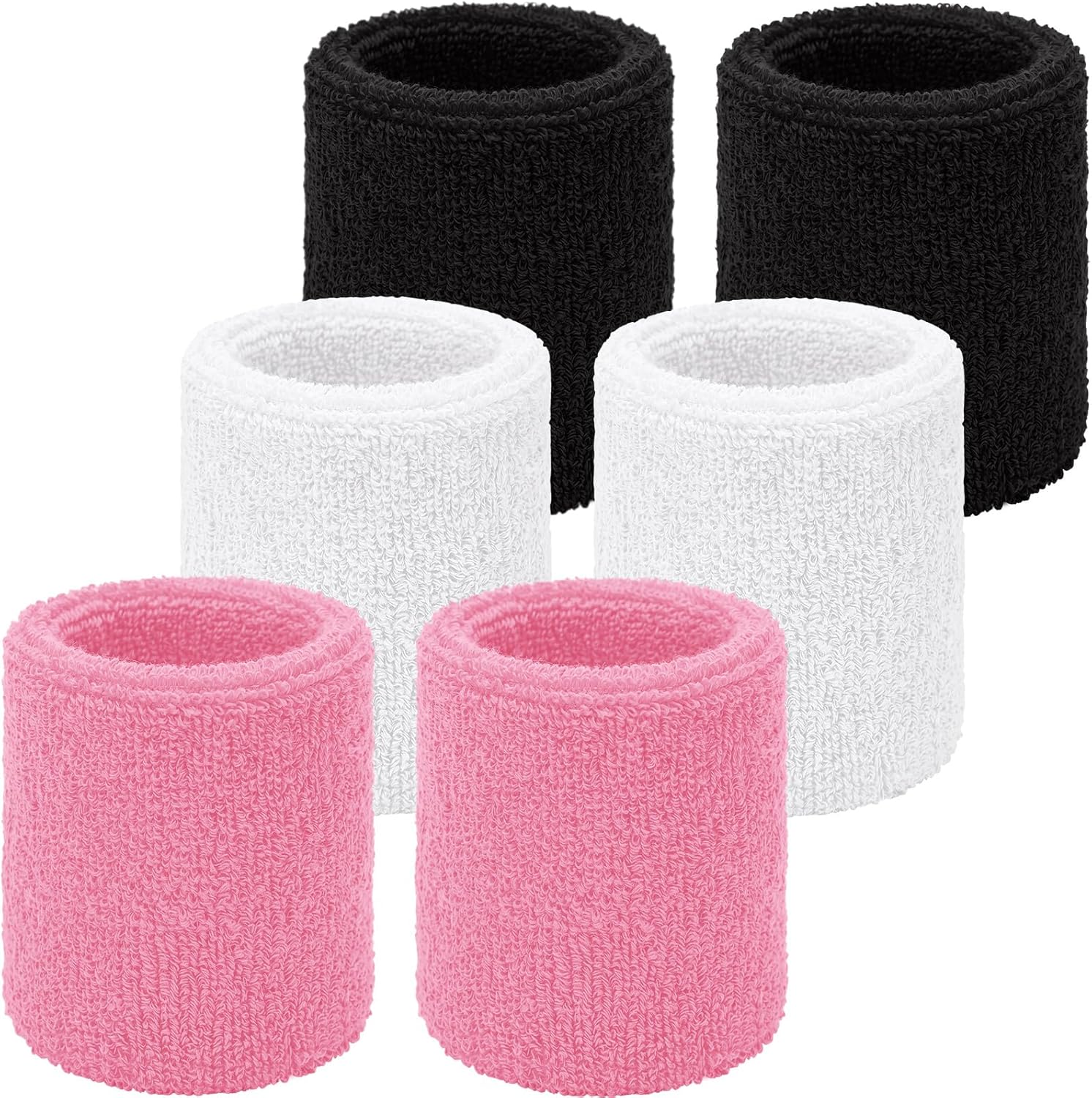 Wrist Sweatbands, Sports Sweatbands for Competition, Sweat Absorbent, for Basketball, Tennis, Football, Running and Work (Pack of 6)