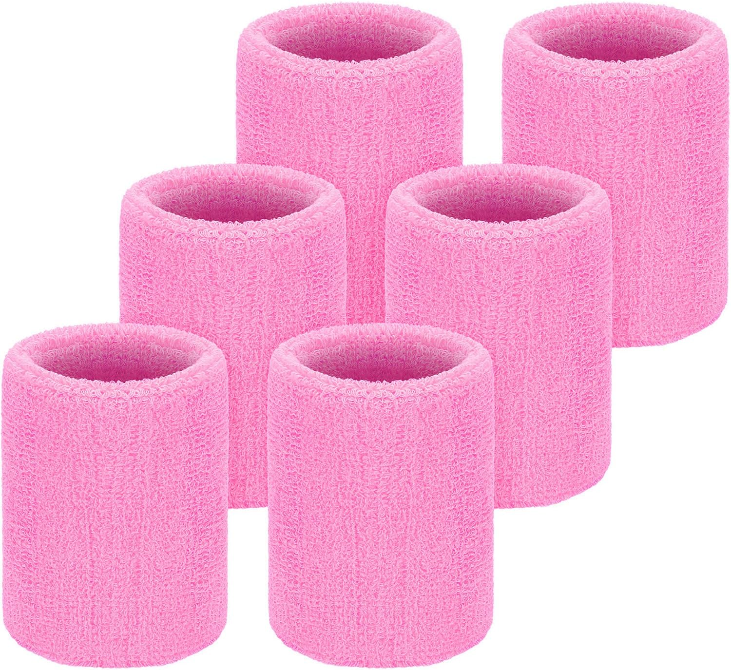 Wrist Sweatbands, Sports Sweatbands for Competition, Sweat Absorbent, for Basketball, Tennis, Football, Running and Work (Pack of 6)