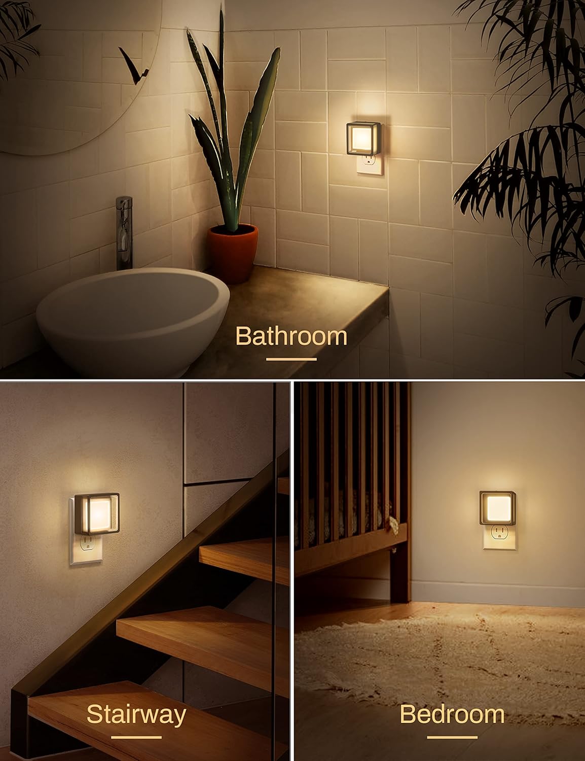 LED Night Light 2 Pack – Dusk to Dawn Sensor, Dimmable Soft White