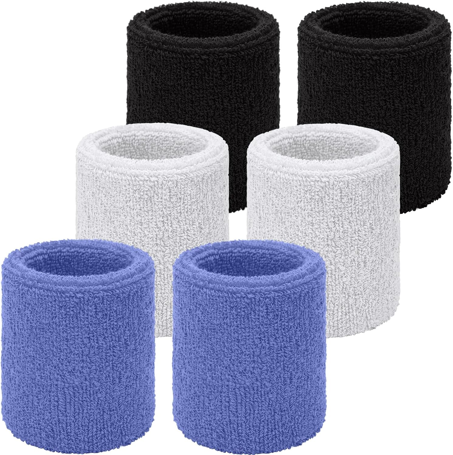 Wrist Sweatbands, Sports Sweatbands for Competition, Sweat Absorbent, for Basketball, Tennis, Football, Running and Work (Pack of 6)