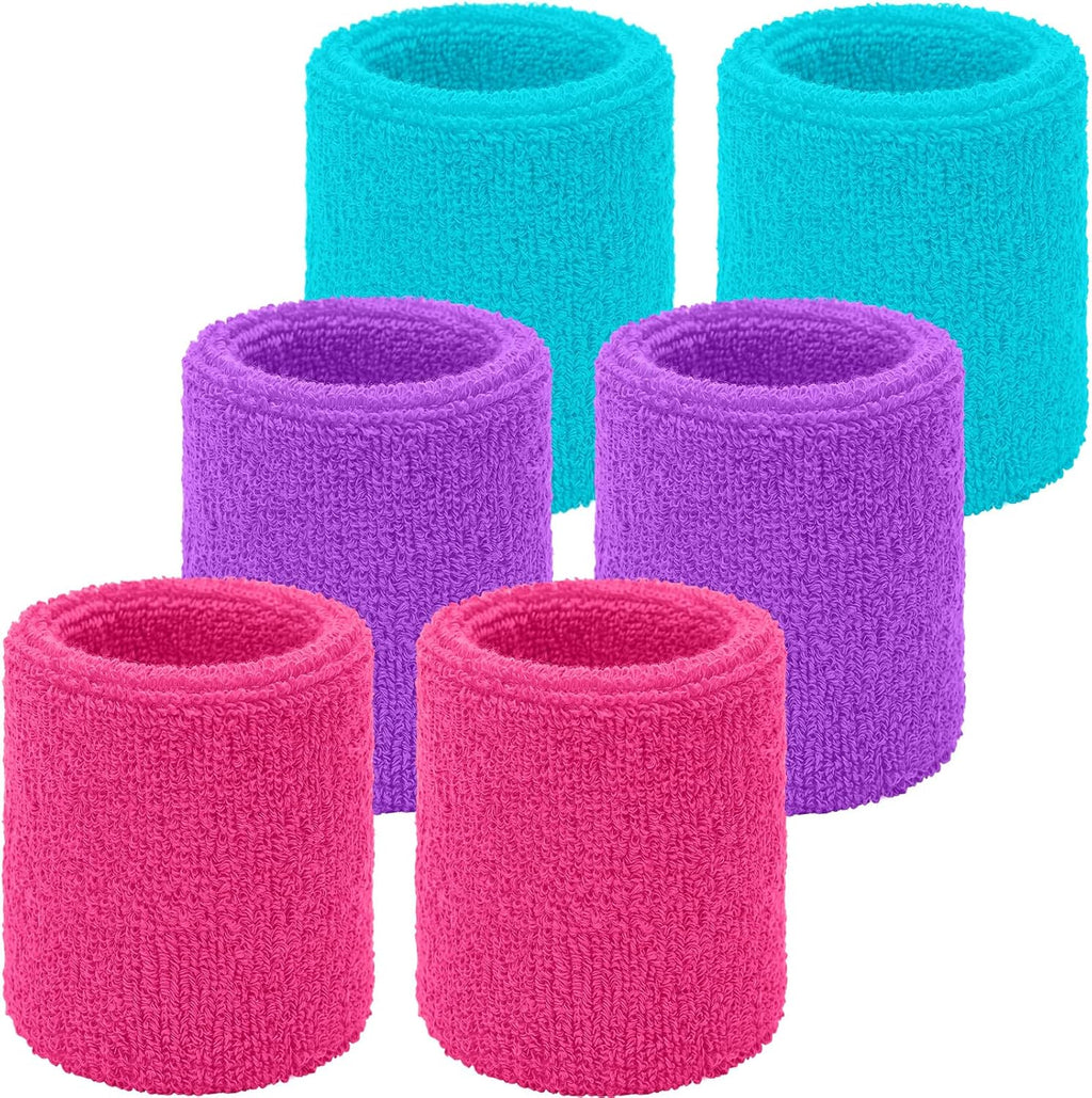 Wrist Sweatbands, Sports Sweatbands for Competition, Sweat Absorbent, for Basketball, Tennis, Football, Running and Work (Pack of 6)