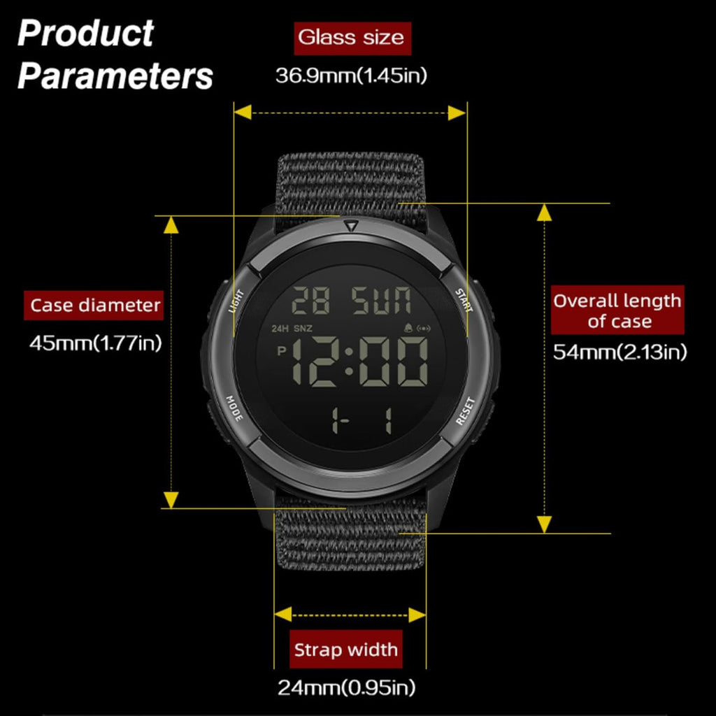 Digital Watch Military Watches for Men Black Tactical Sports Waterproof Men'S Women'S Wrist Watch with LED Backlight Nylon Band Stopwatch,Green
